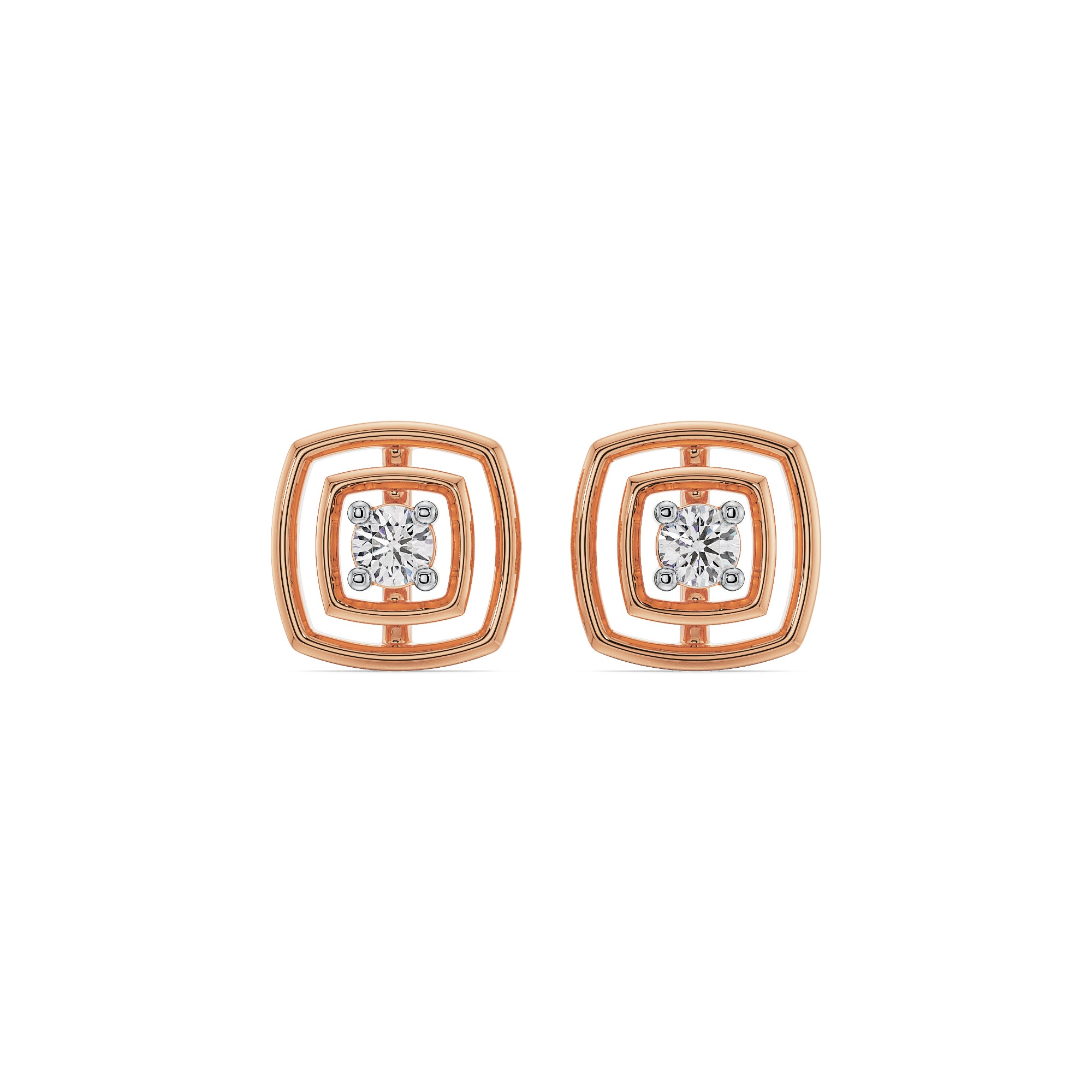 Square Brilliance Diamond Studs Front view
