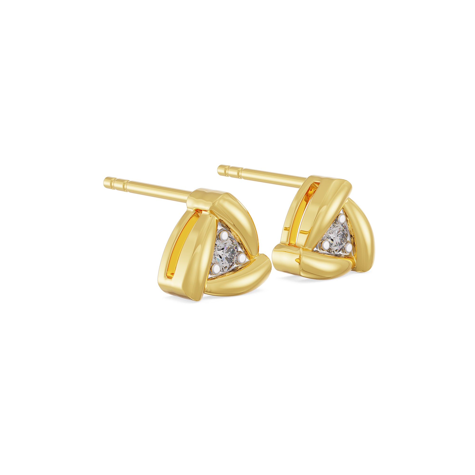 Triangle Diamond Studs Side View