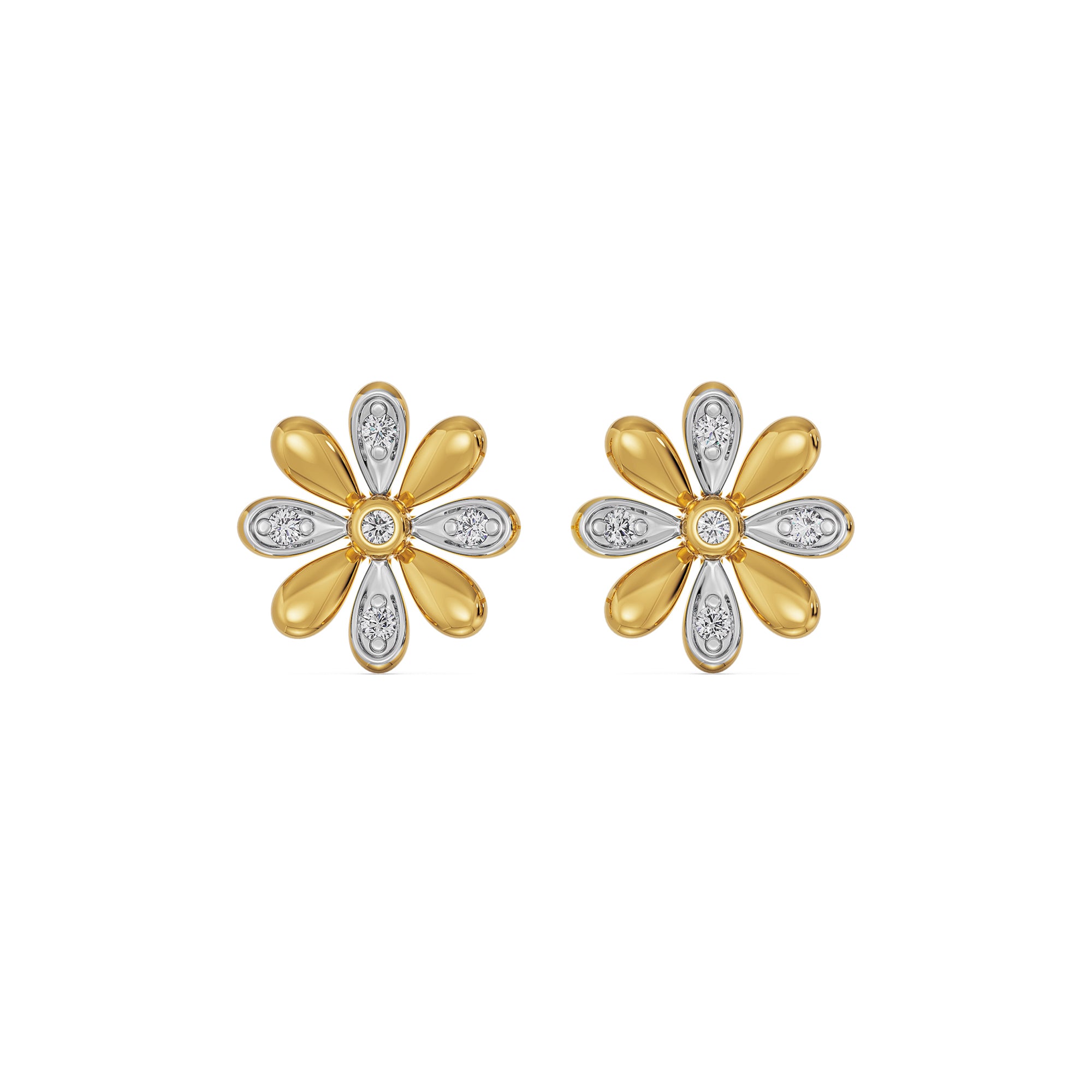 Floral Diamond Studs Front view
