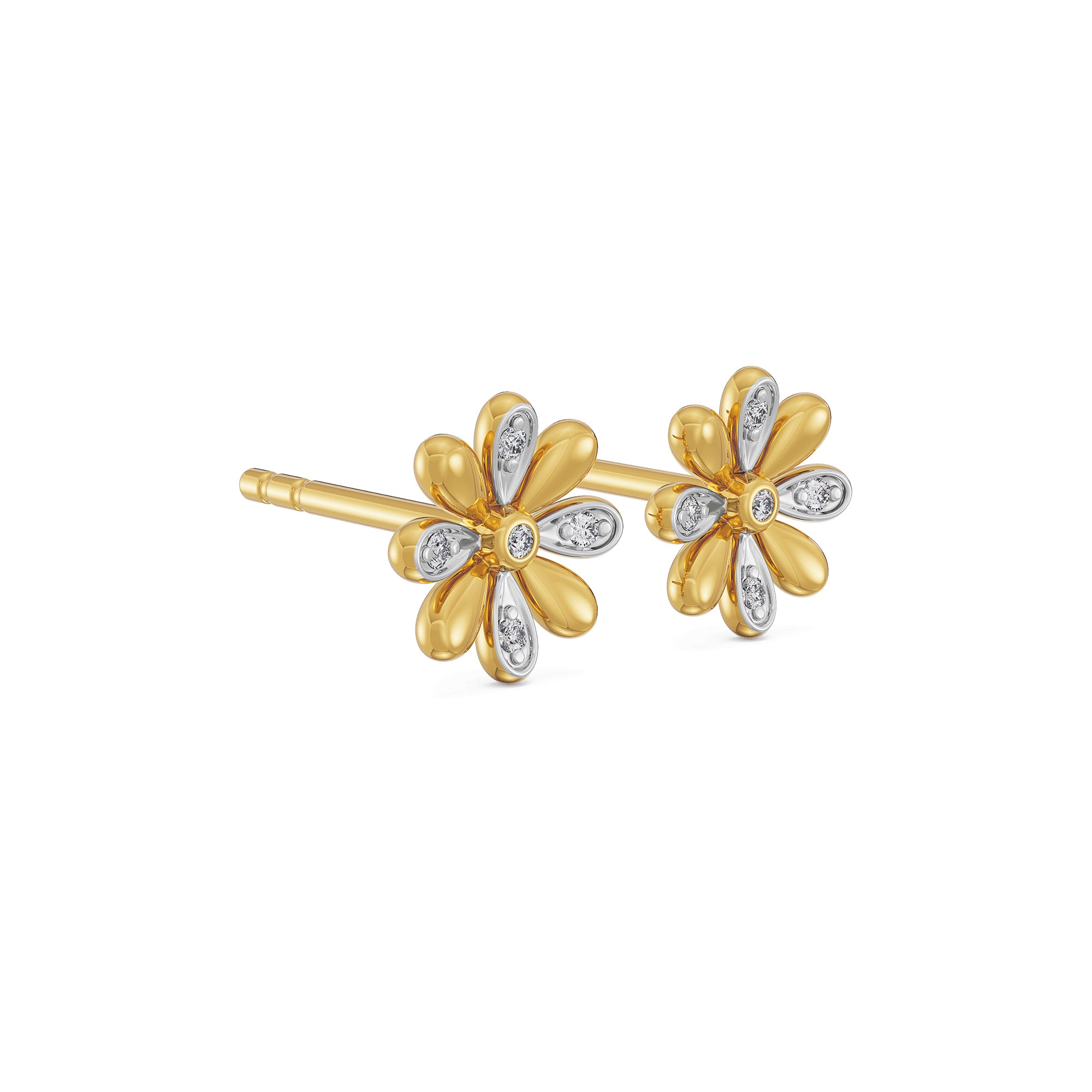 Floral Diamond Studs Side View