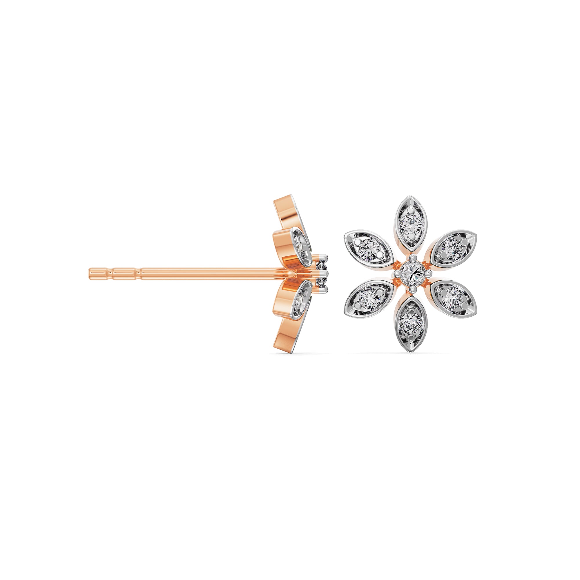 Delicate Blossom Diamond Stud Earrings Prospective View