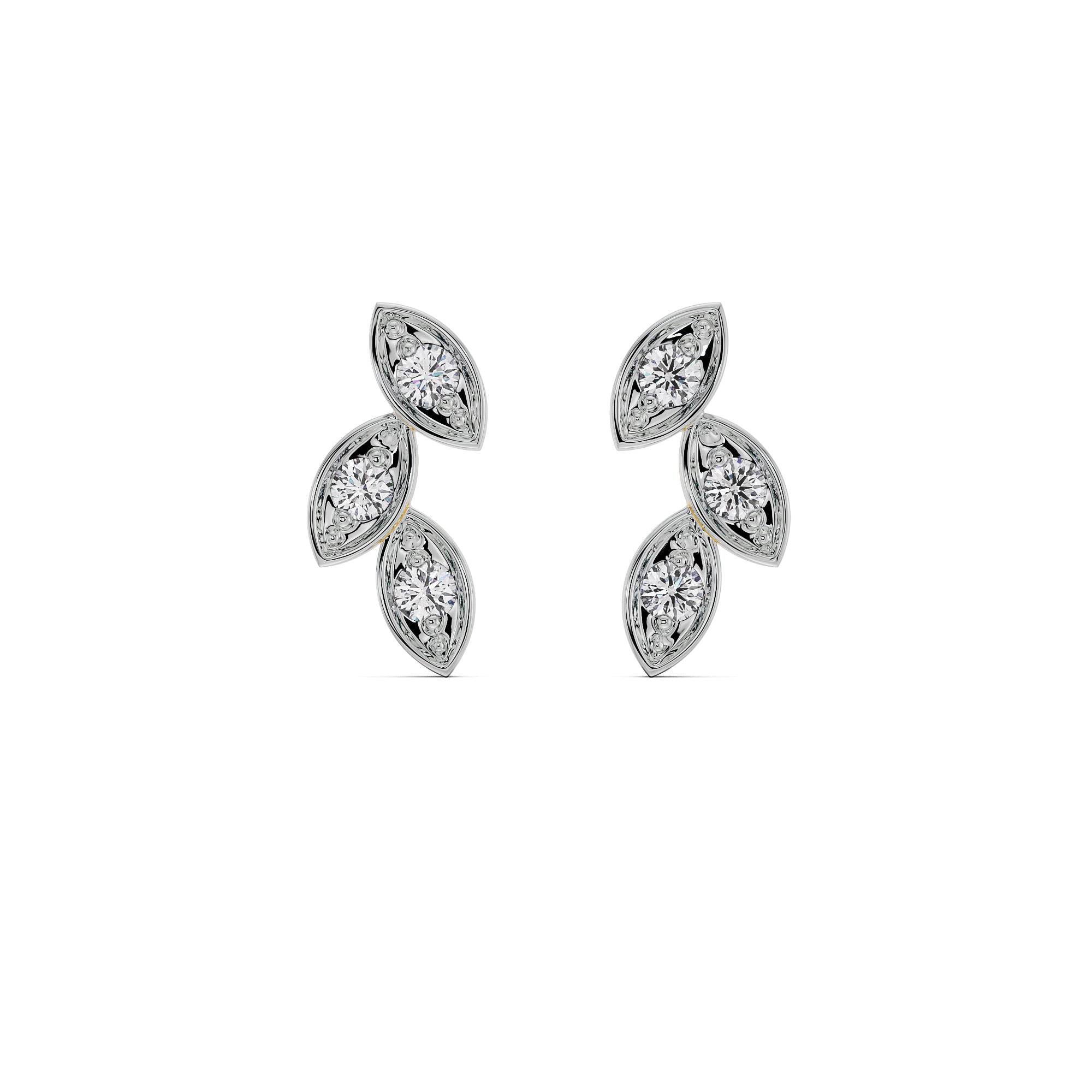 Marquise Mirage Diamond Studs Front View