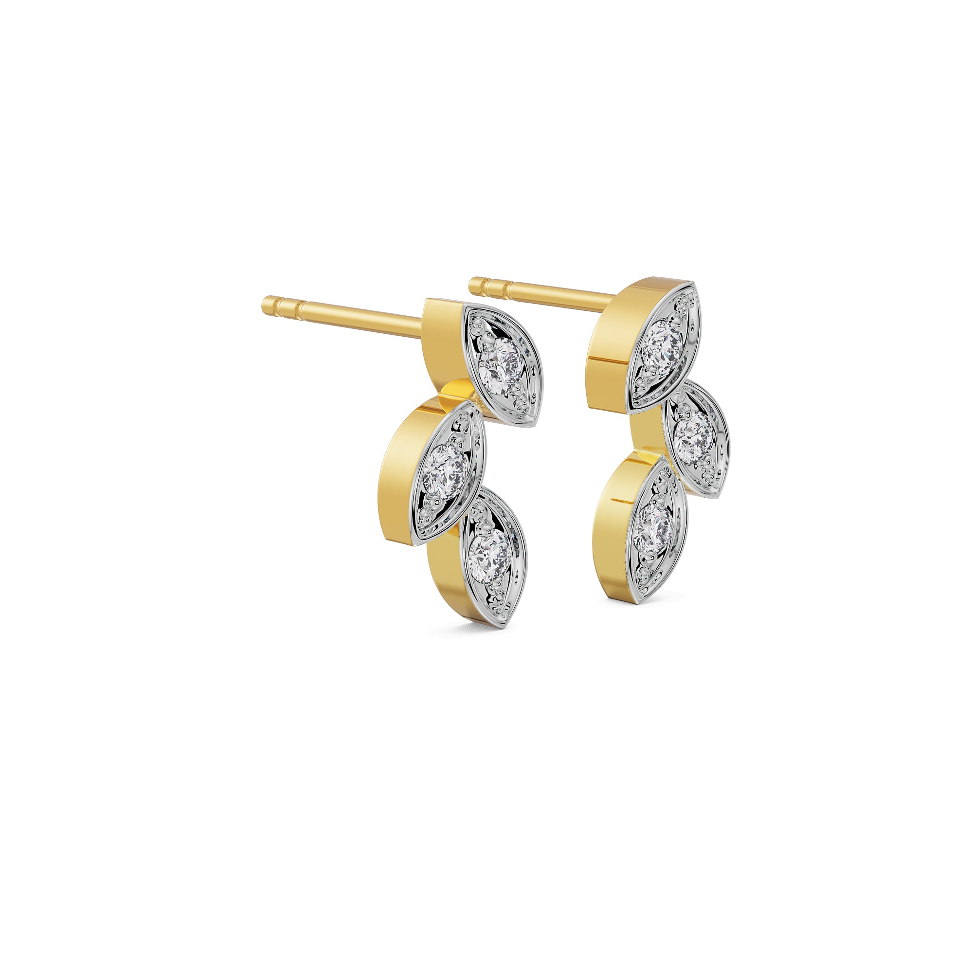 Marquise Mirage Diamond Studs Side View