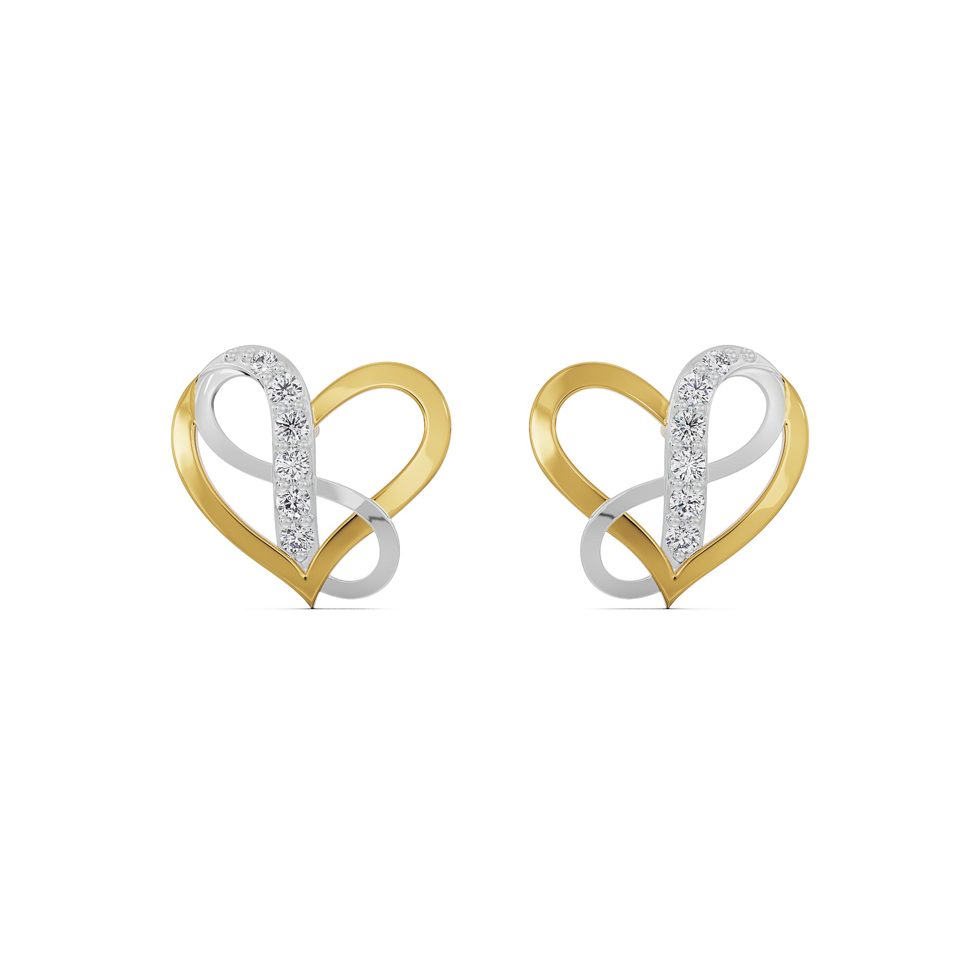 Infinity Heart Diamond Studs Front View