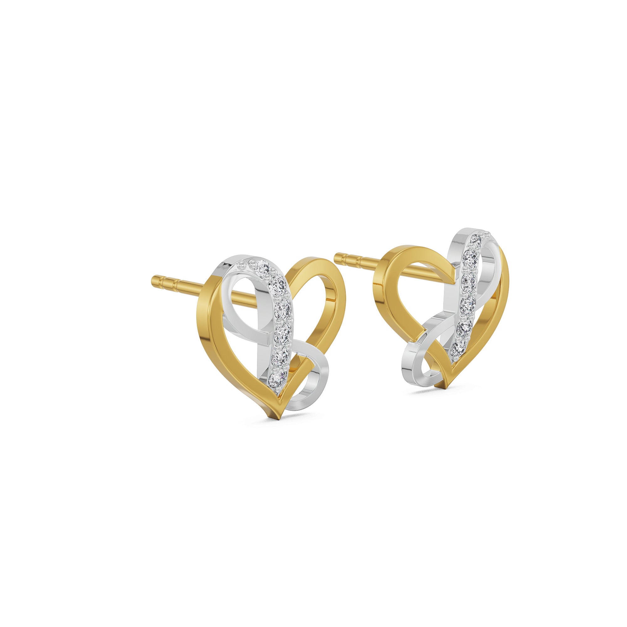Infinity Heart Diamond Studs Side View