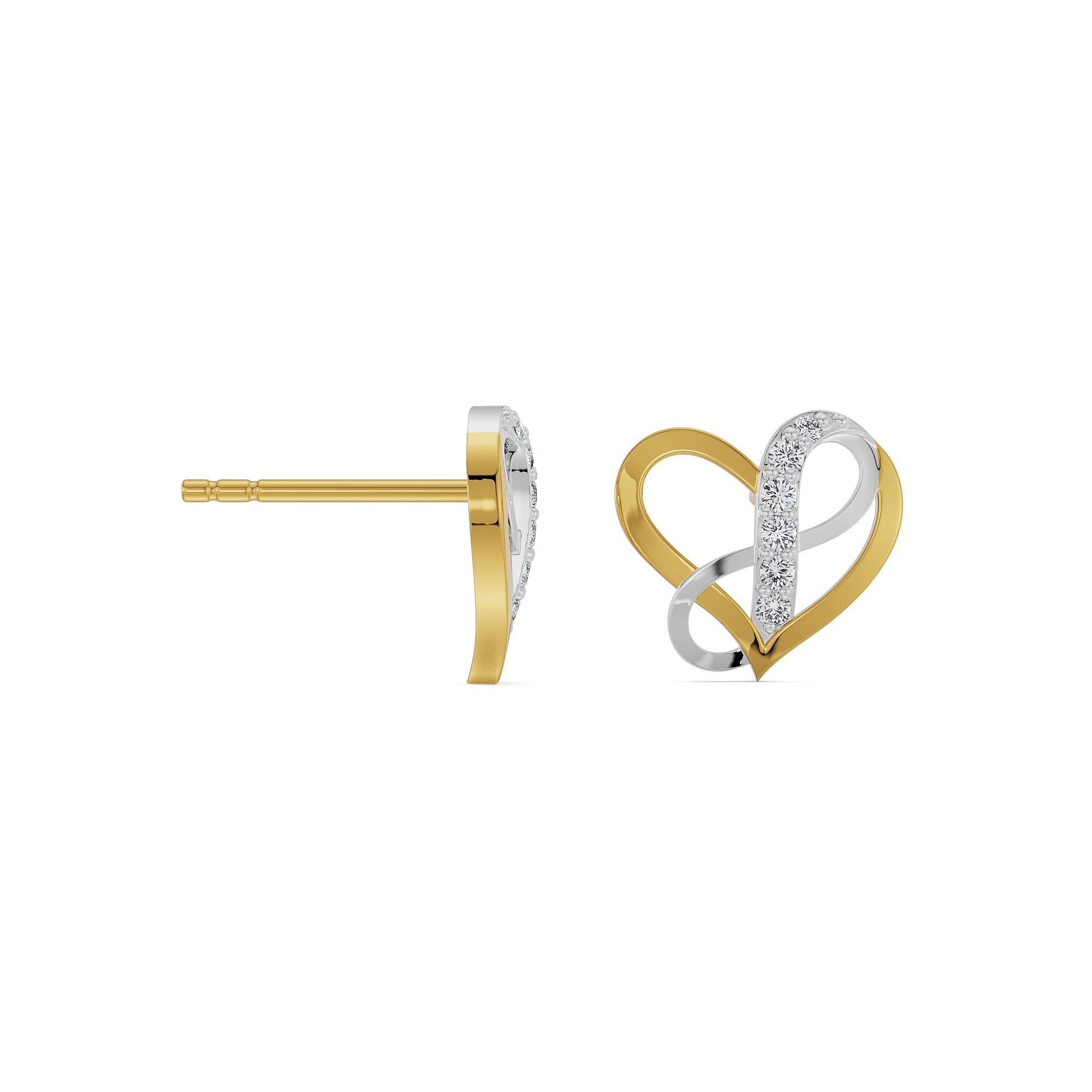 Infinity Heart Diamond Studs Prospective view