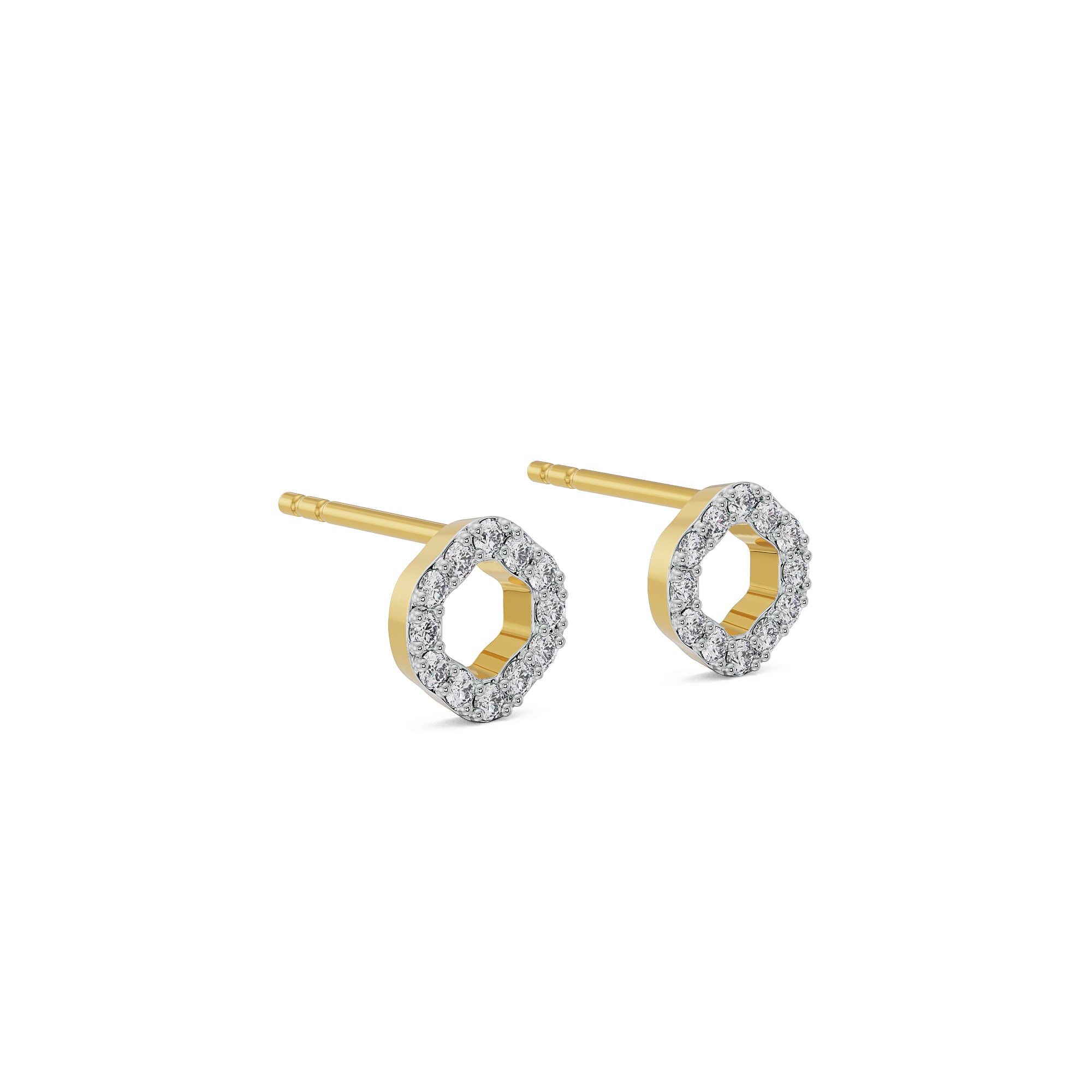 Hollow Diamond Studs Side View