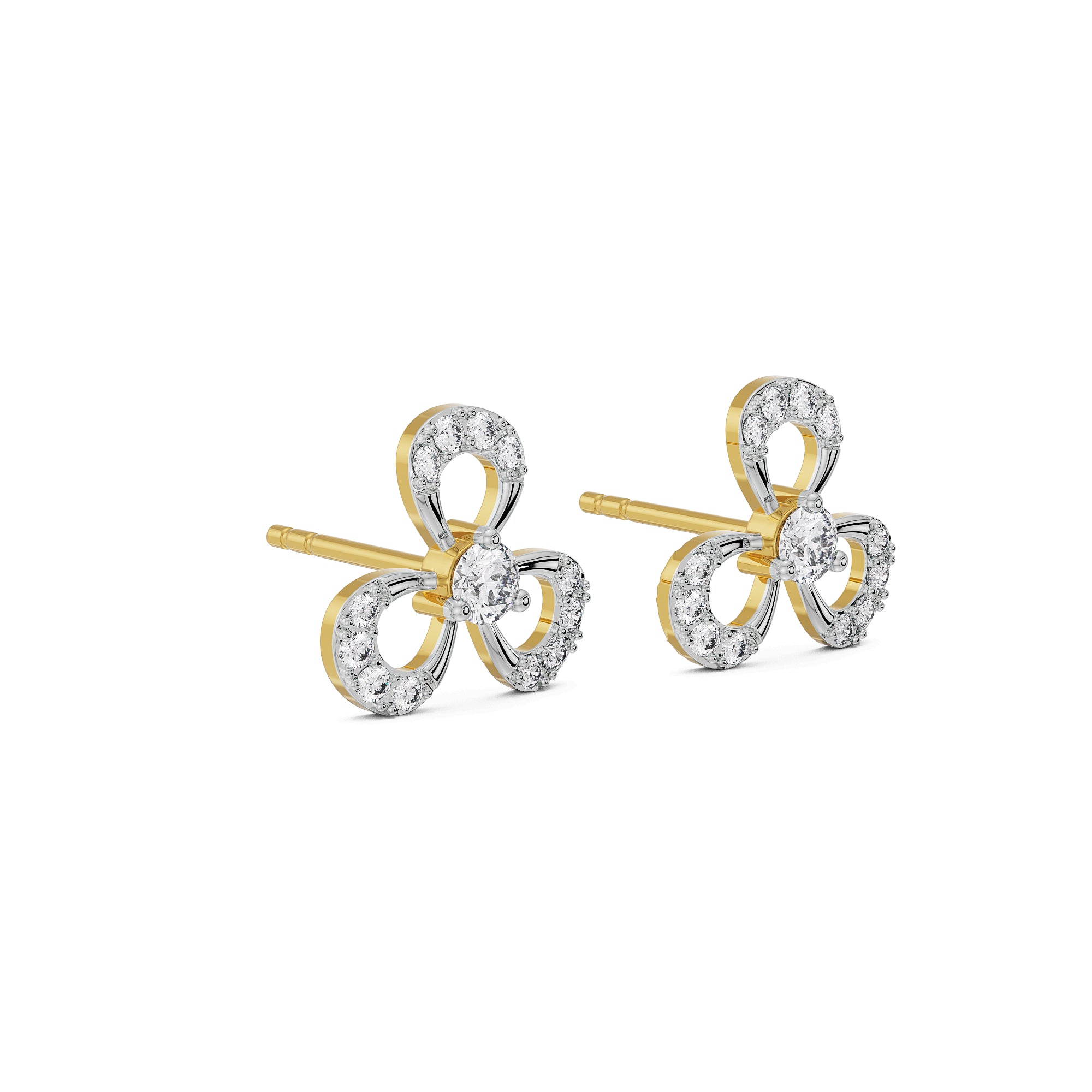 Blooming Floral Diamond Studs Side View