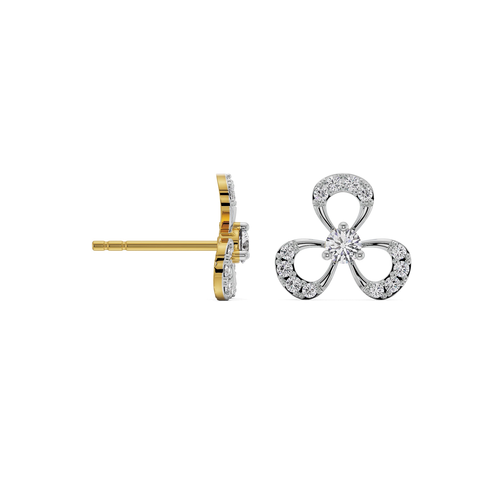 Blooming Floral Diamond Studs Prospective View