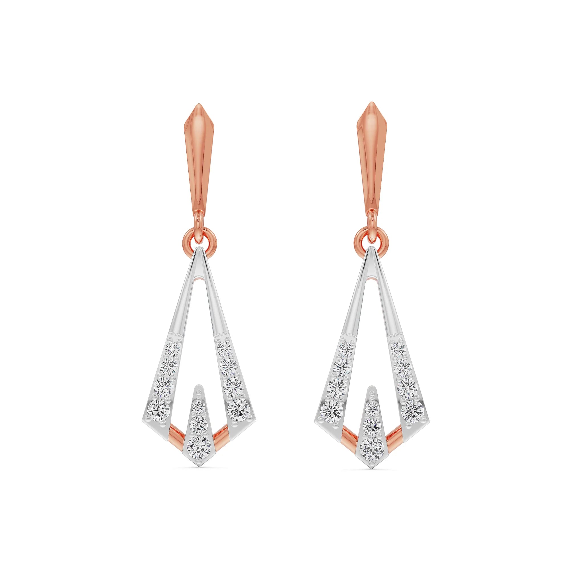 Rhombus Delight Diamond Earrings Front View in 9KT