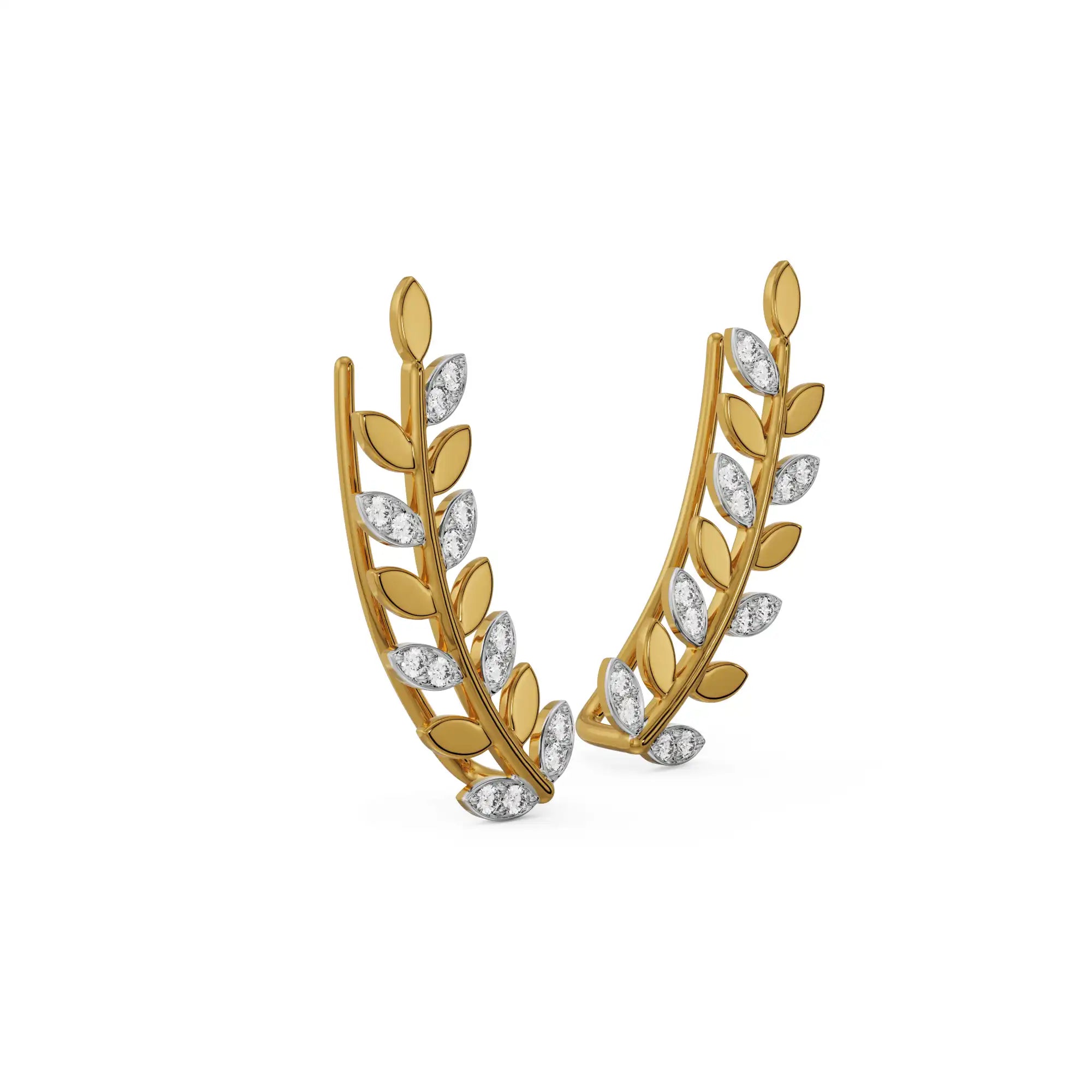 Leafy Luxe Diamond Earrings Side View