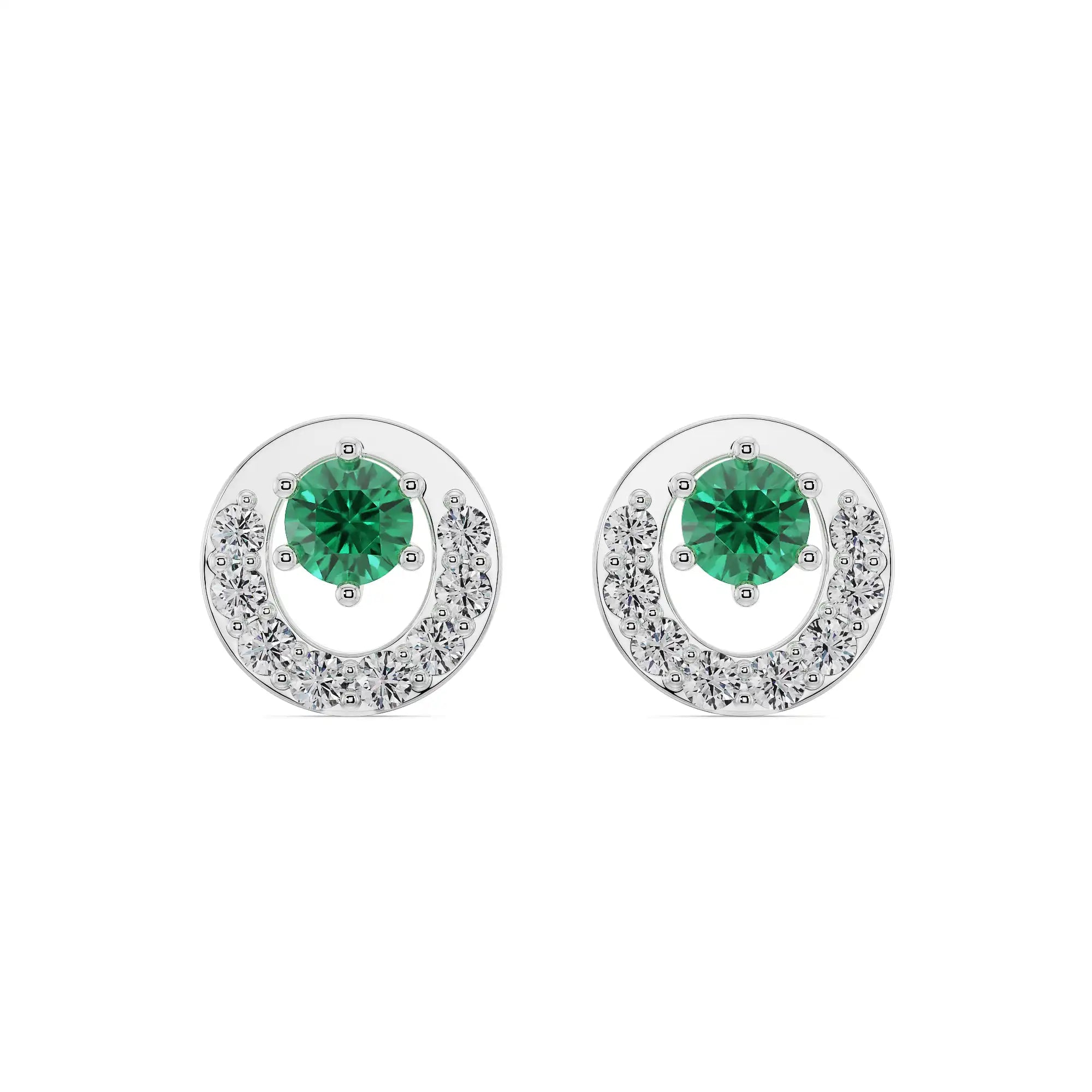 Halo Emerald Lab Grown Diamond Studs_in-stock