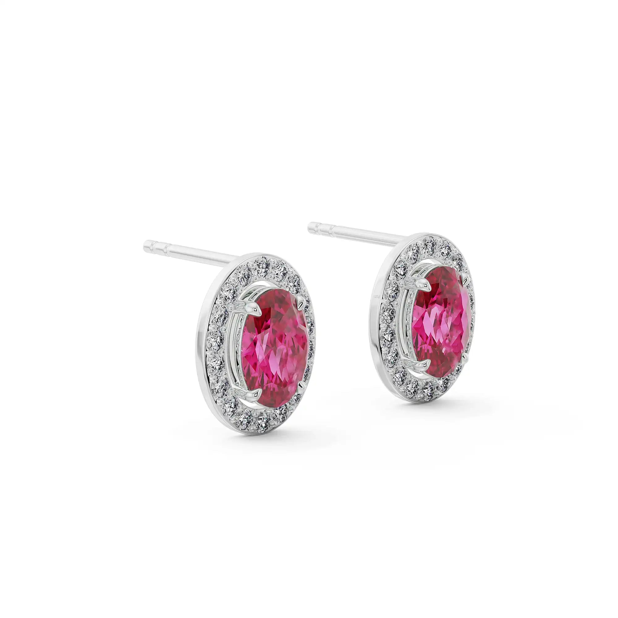Vintage Ruby Diamond Studs Side View