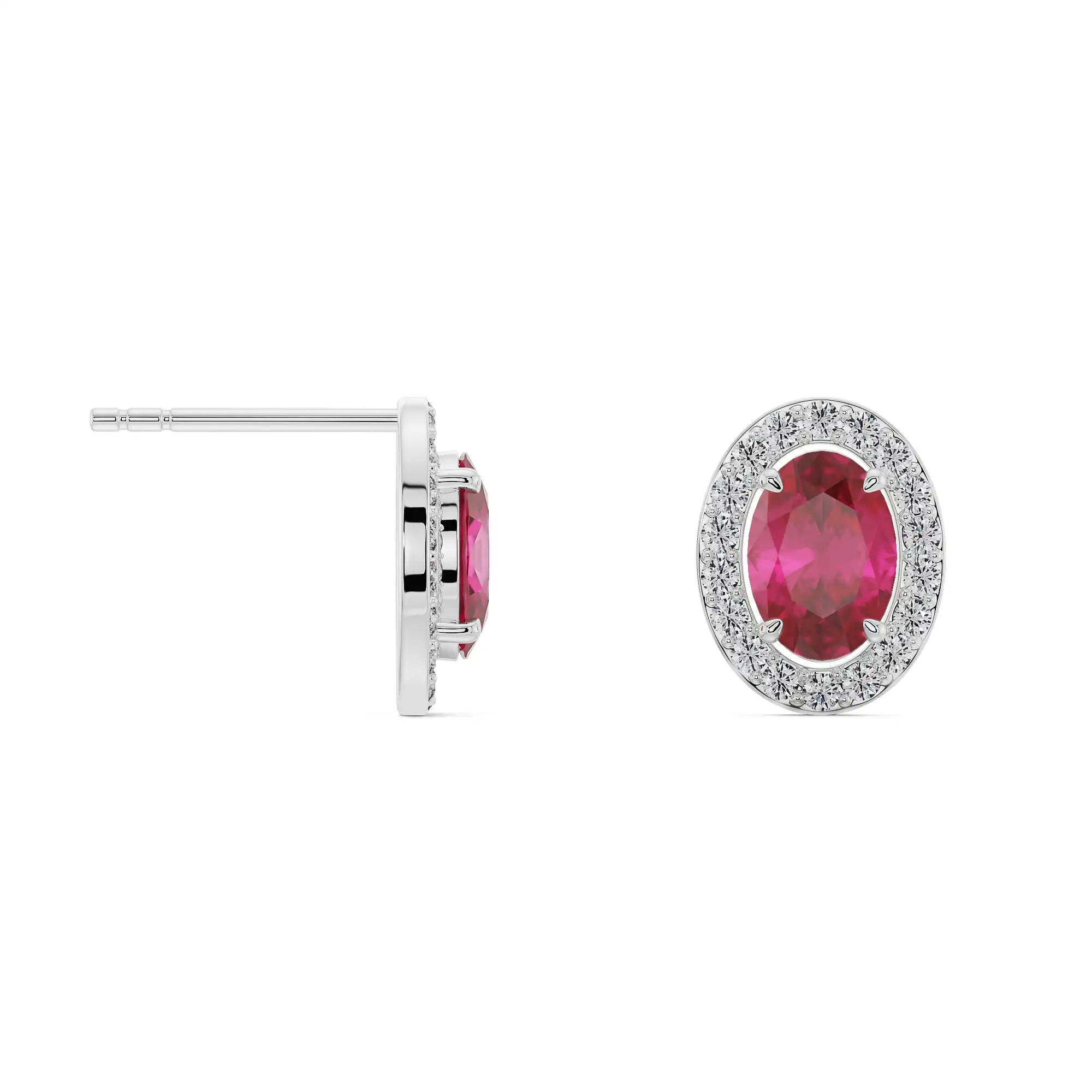 Vintage Ruby Diamond Studs Prospective View