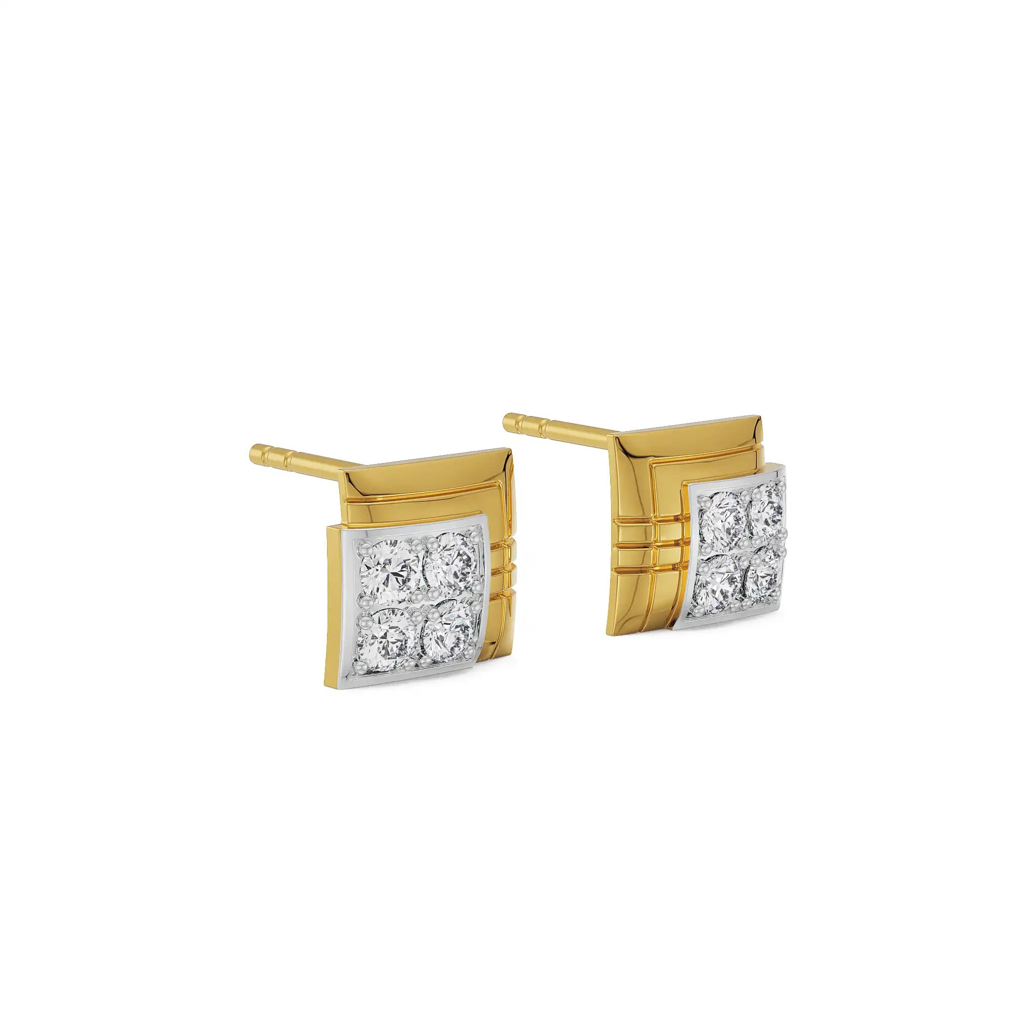 Classic Geometric Crystal Studs Side View