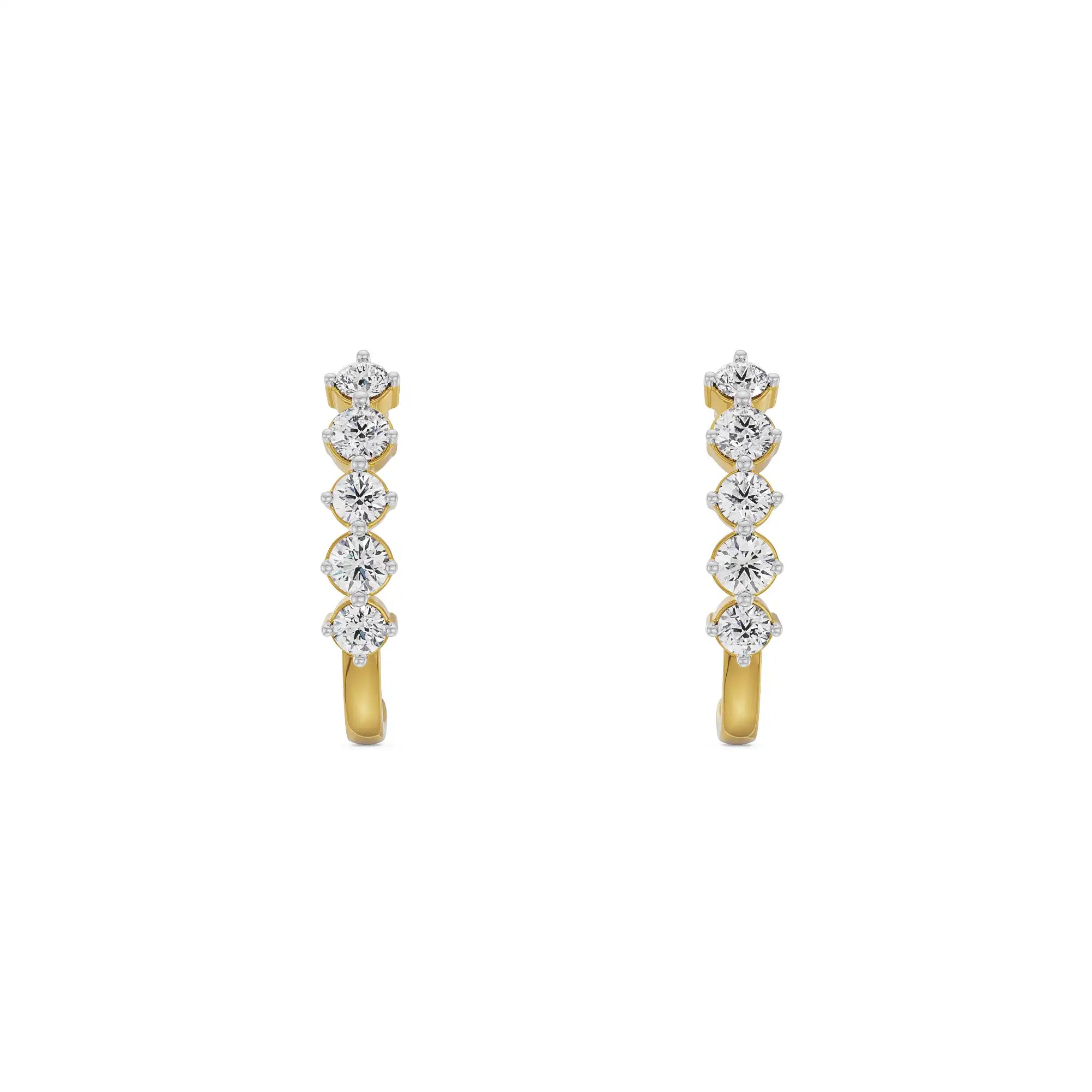 Round Diamond Quintet Earrings Front View