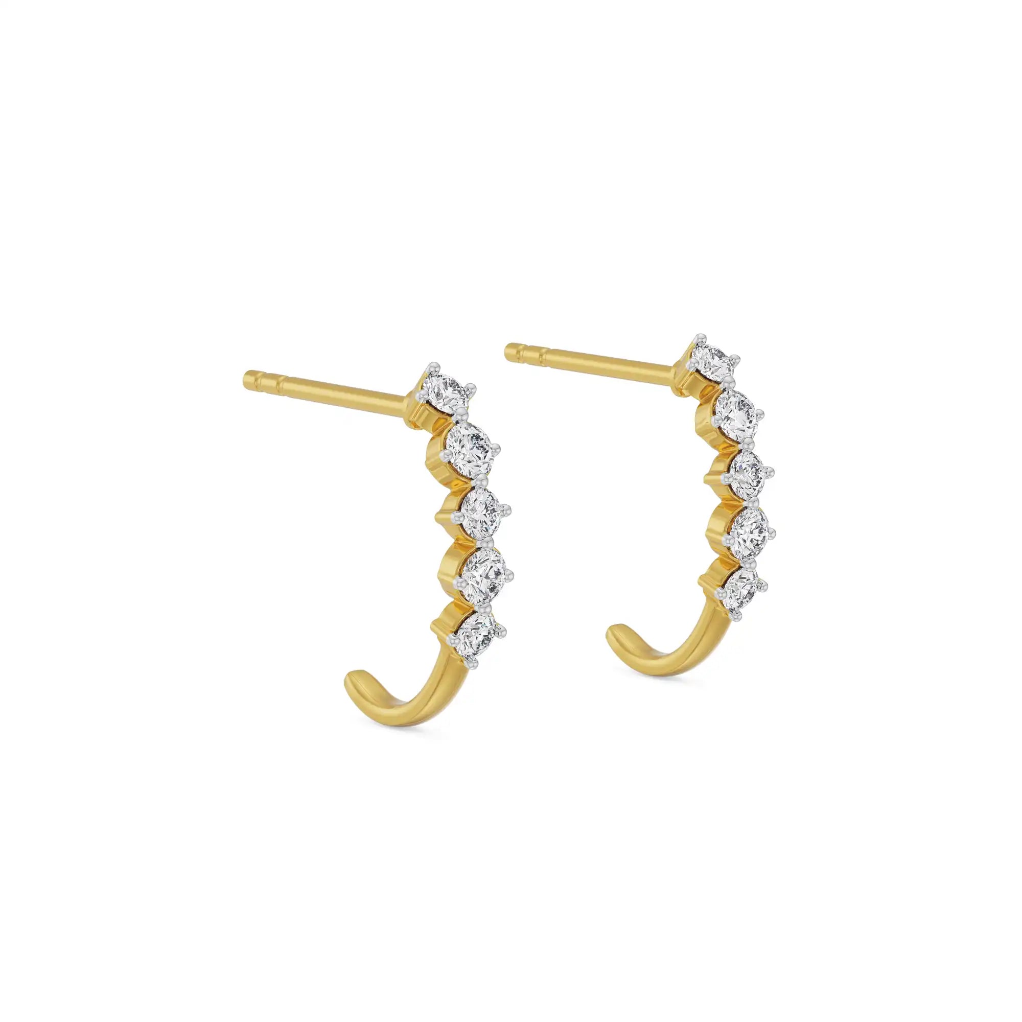 Round Diamond Quintet Earrings Side View