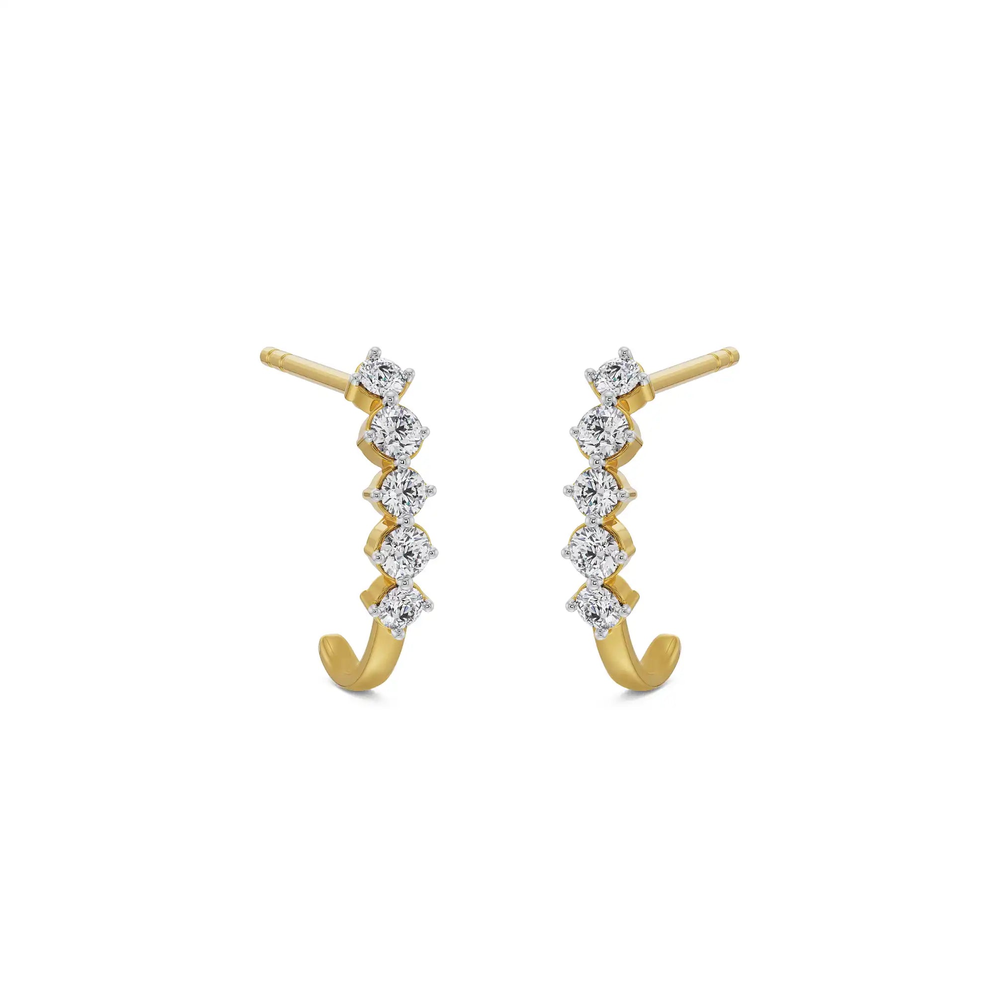 Round Diamond Quintet Earrings Prospective View in 9KT