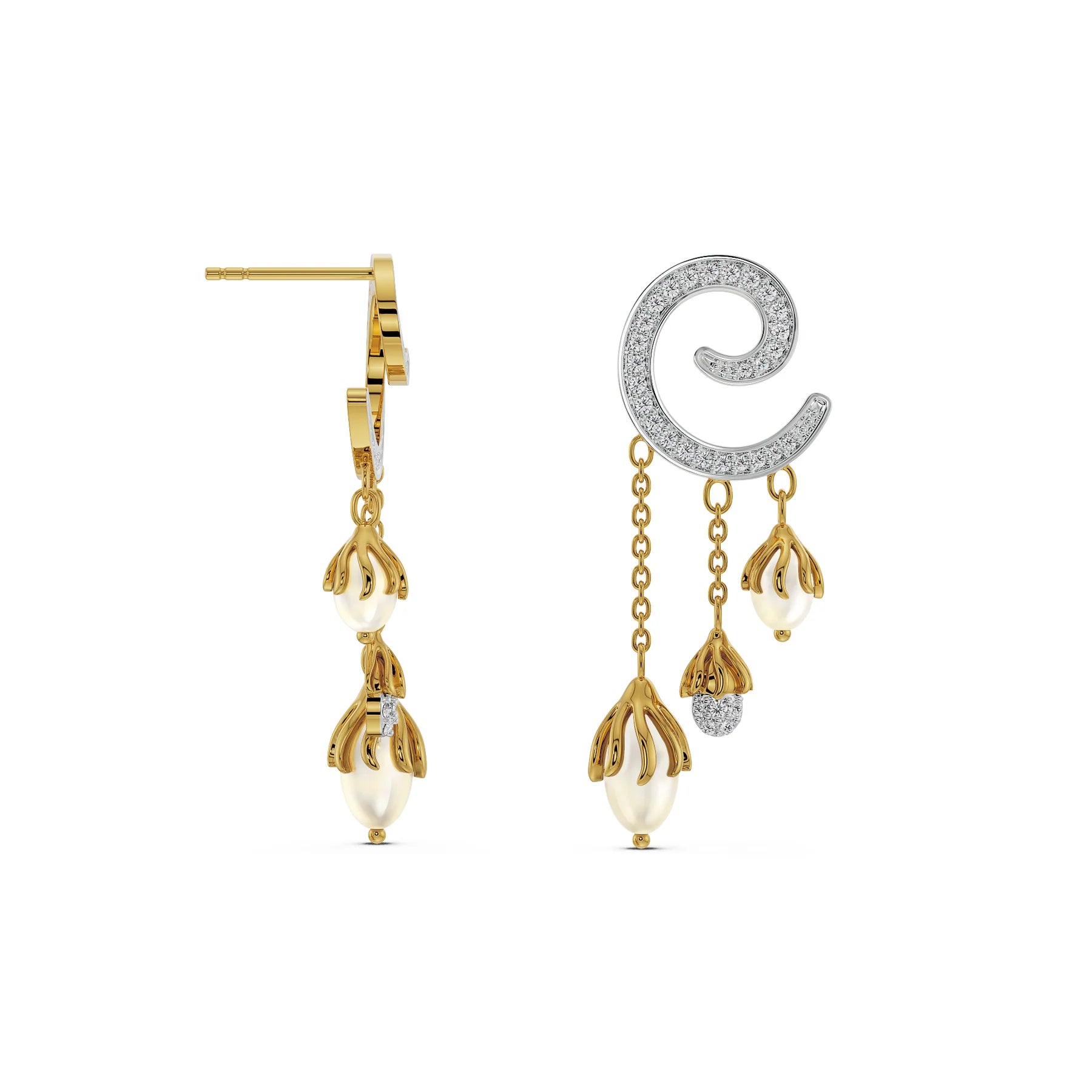 Pearl Drop Lab Grown Diamond Earrings 9KT