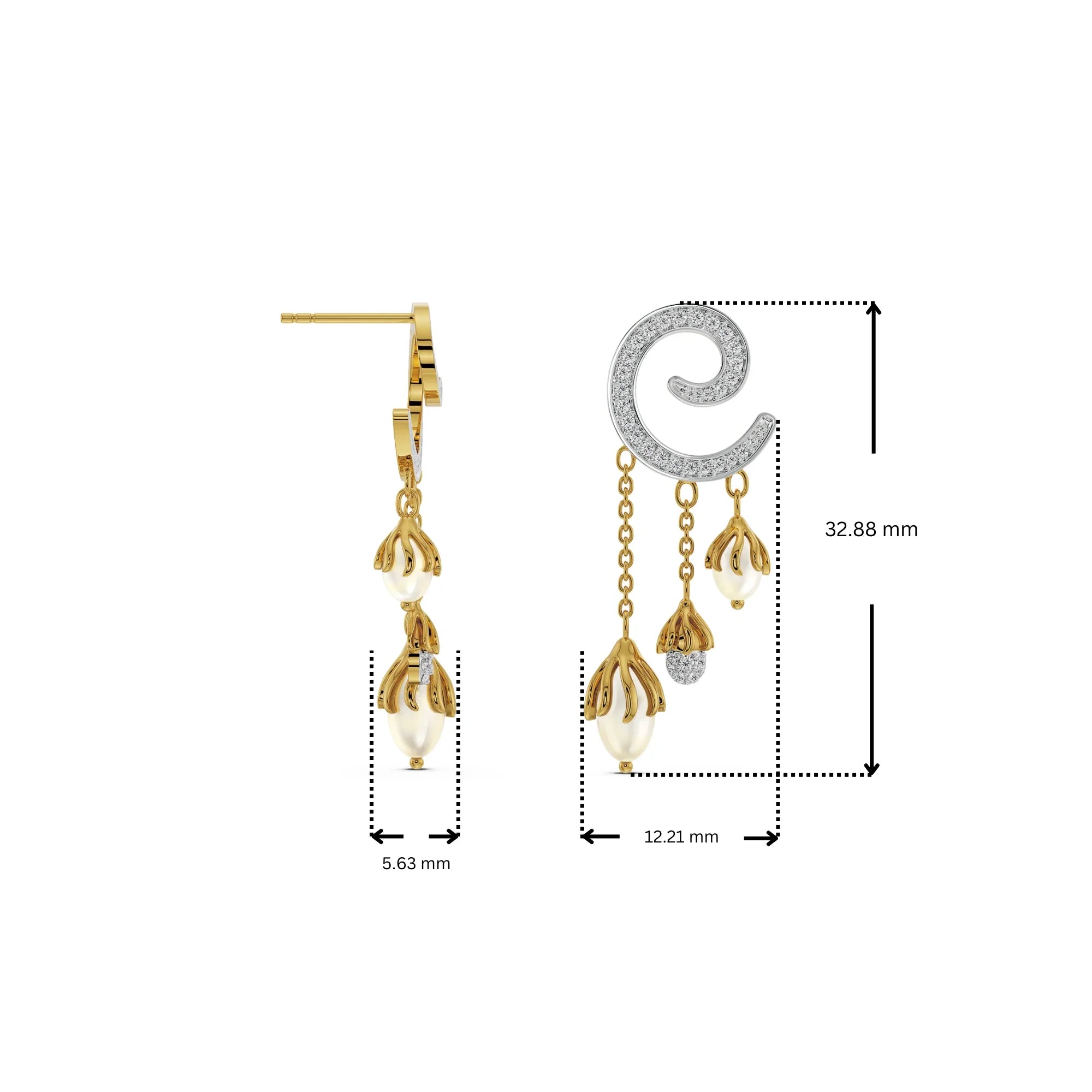 Pearl Drop Lab Grown Diamond Earrings 9KT