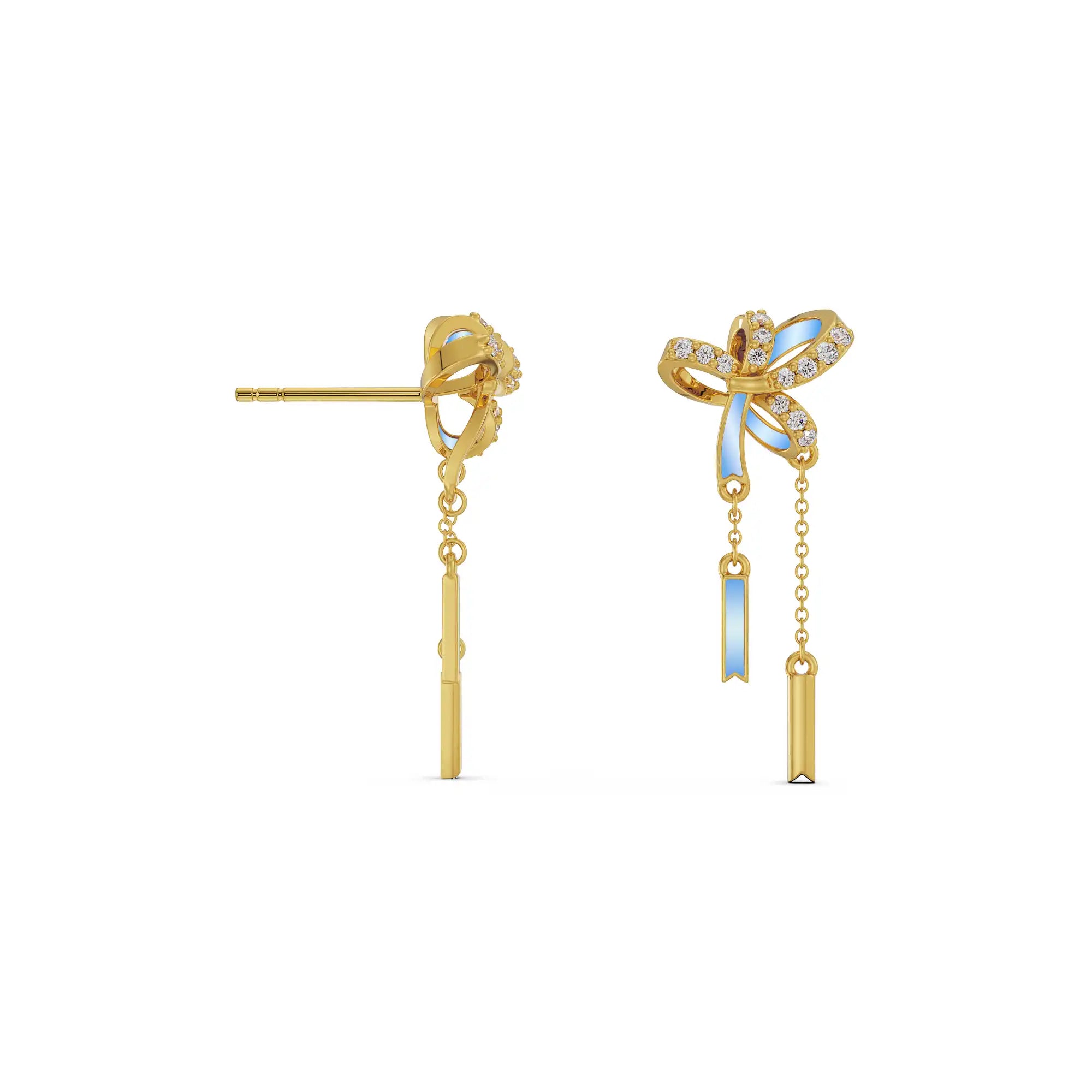 Charming Bow Tassel Lab Grown Diamond Earrings_in-stock