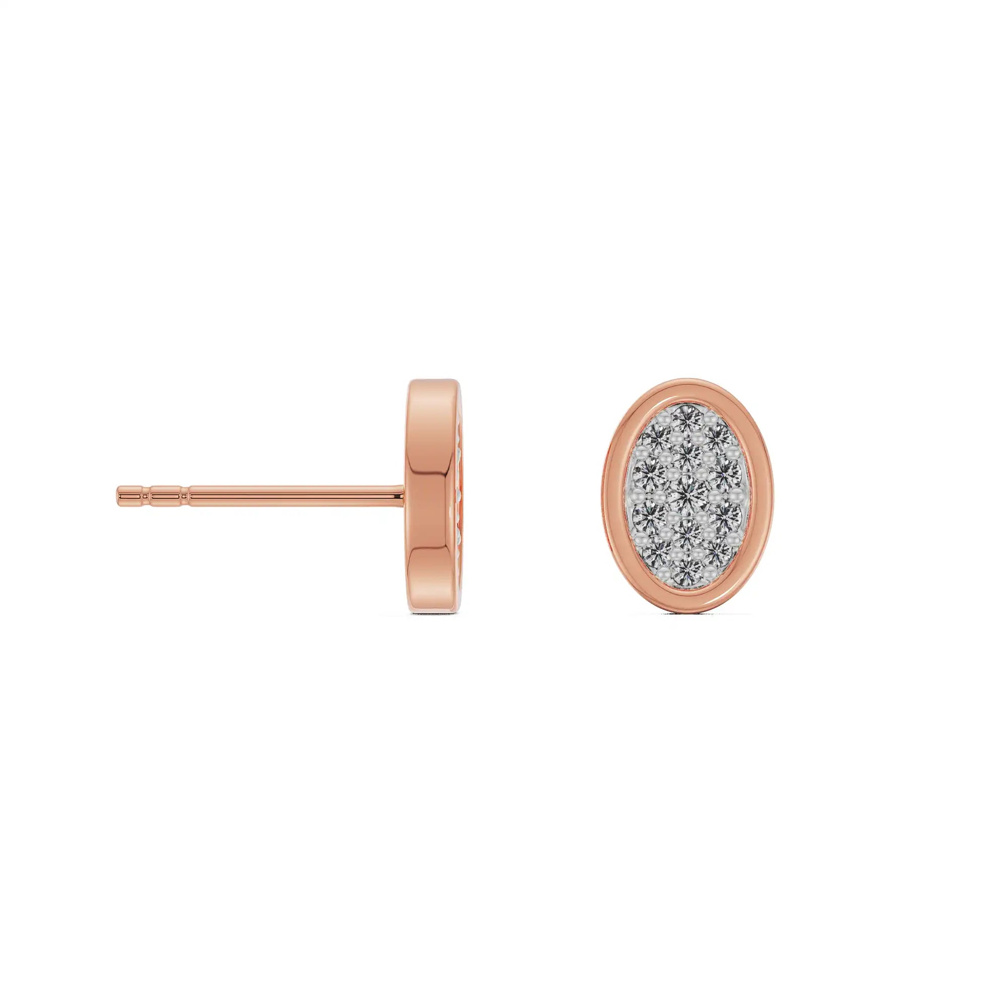 Oval Diamond Encrusted Studs Prospective View