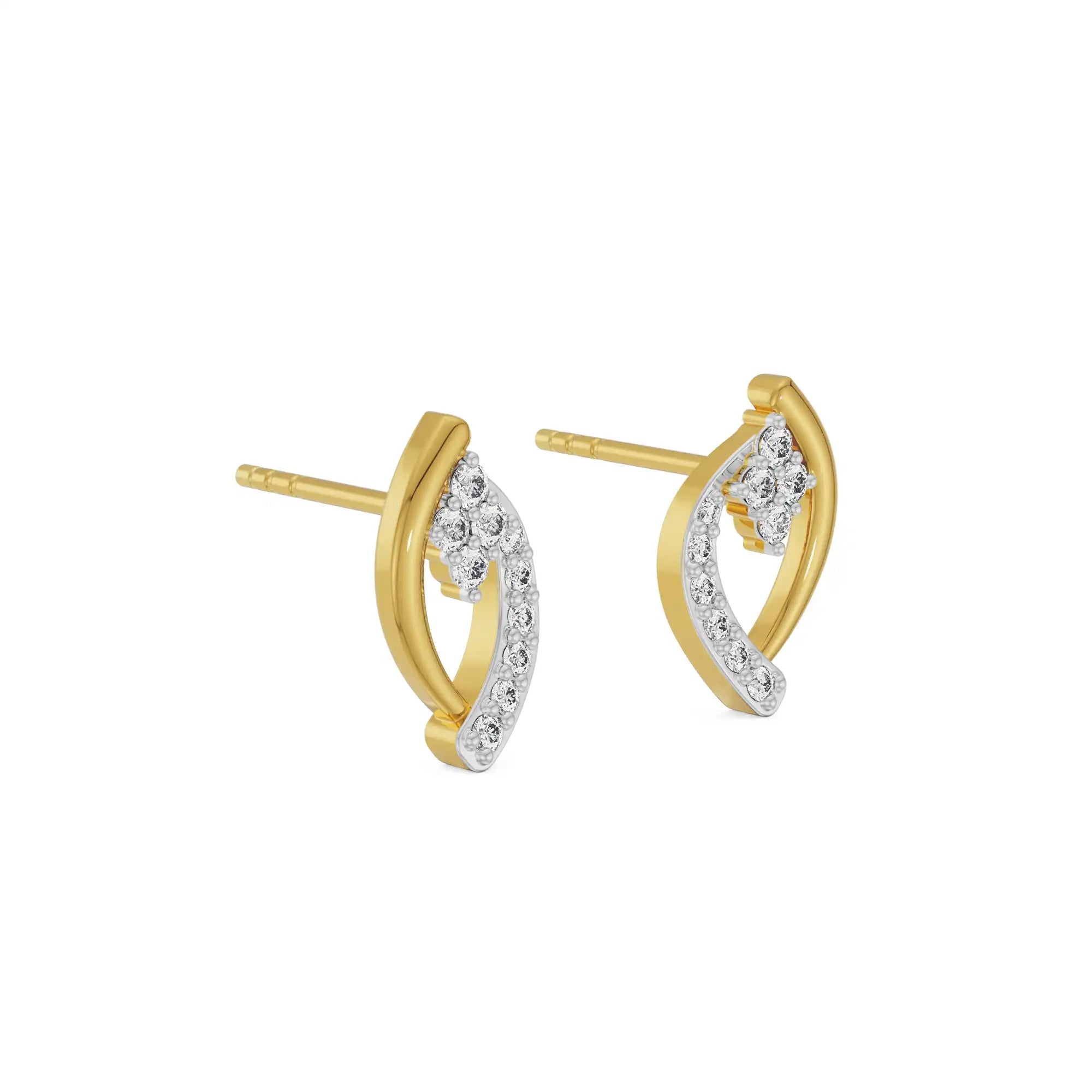 Leaf Symphony Diamond Studs Side View