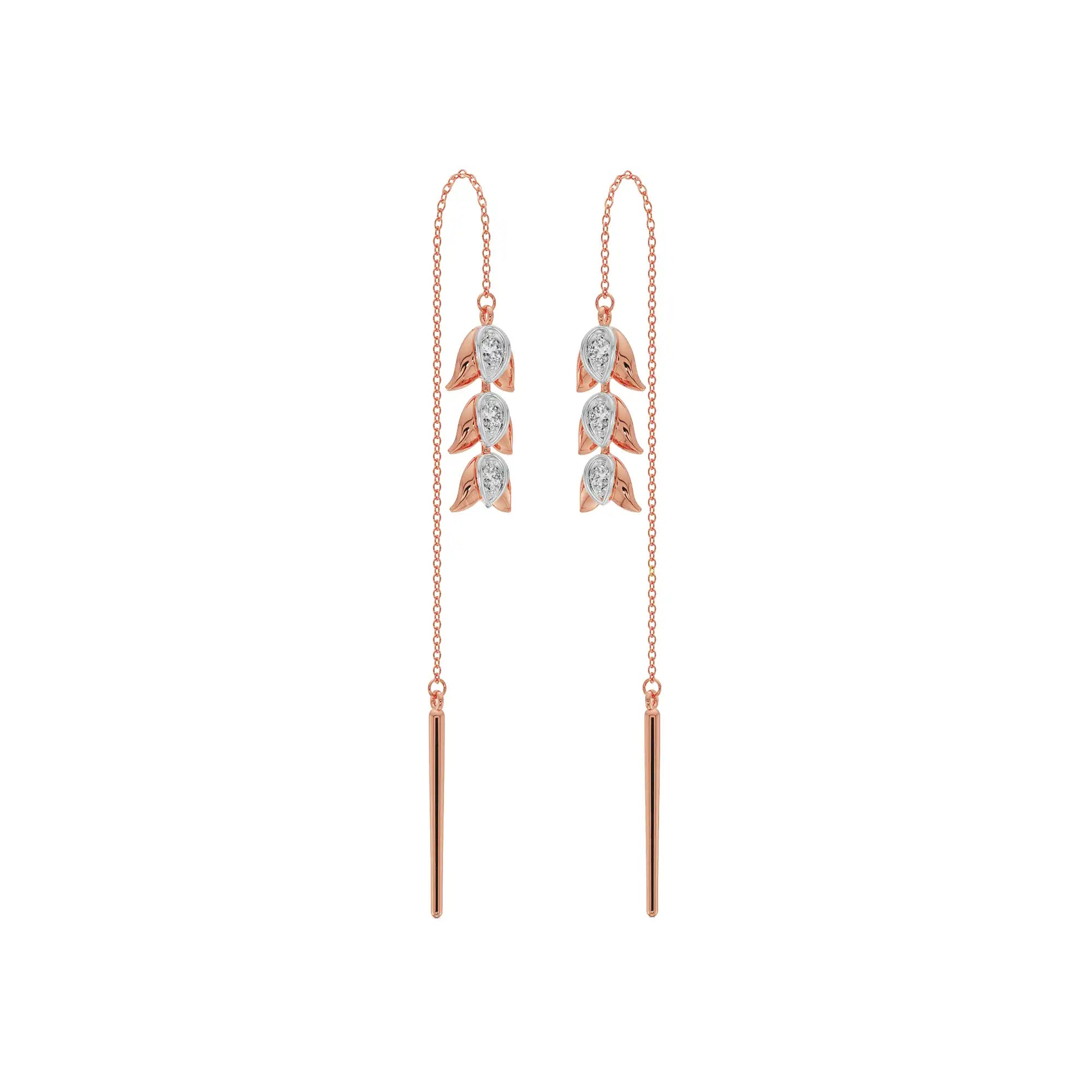 Floral Splendor Diamond Earrings Side View in 9KT