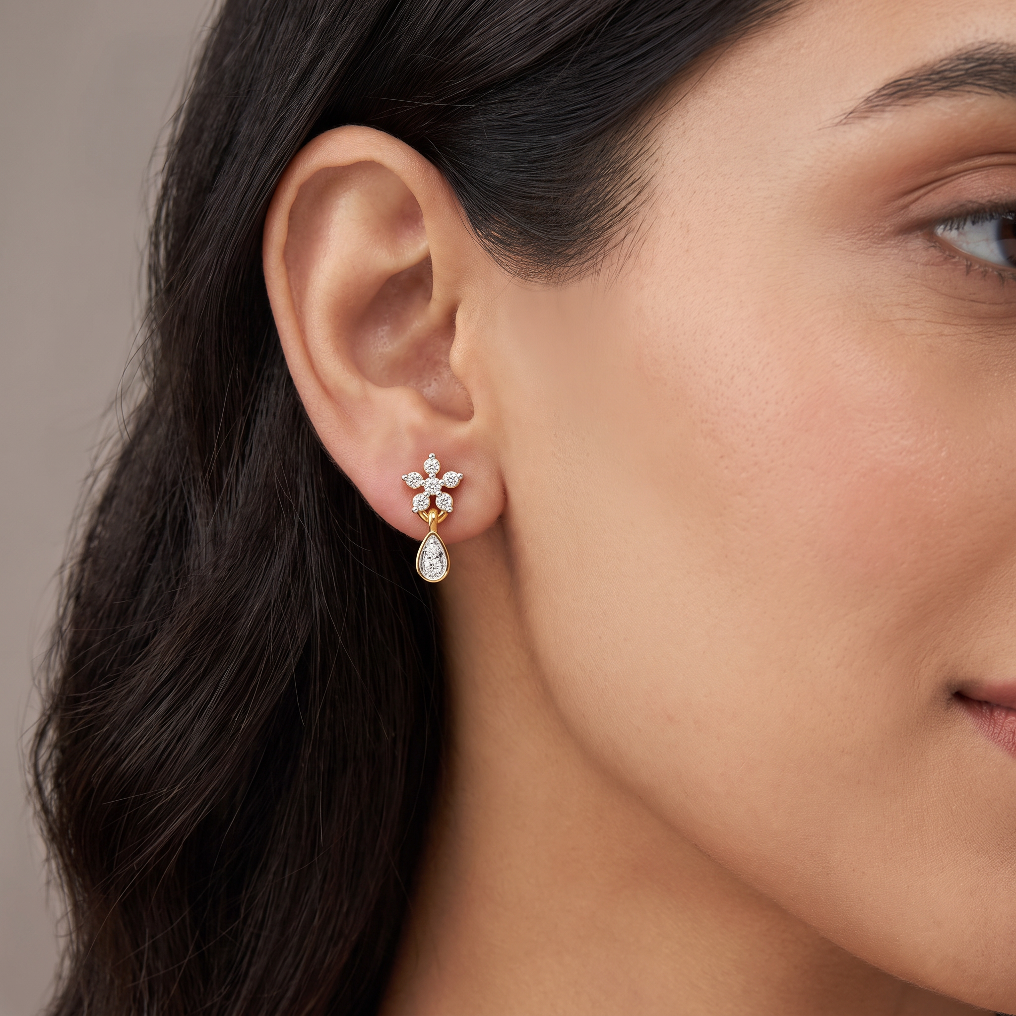 Viez Floral Lab Grown Diamond Earrings
