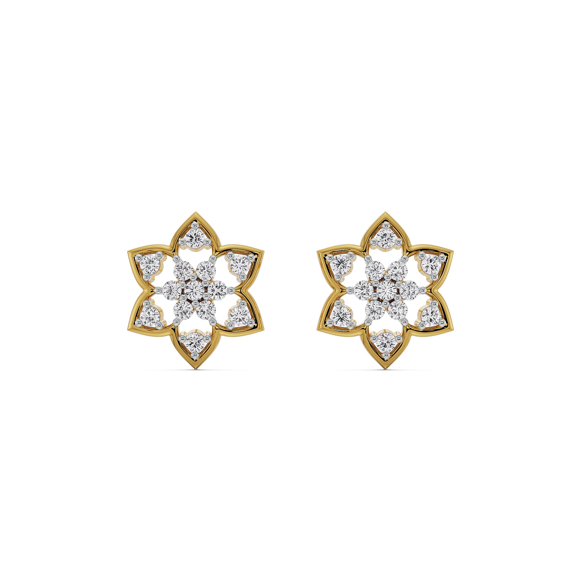 Floral Finesse Diamond Studs Front View