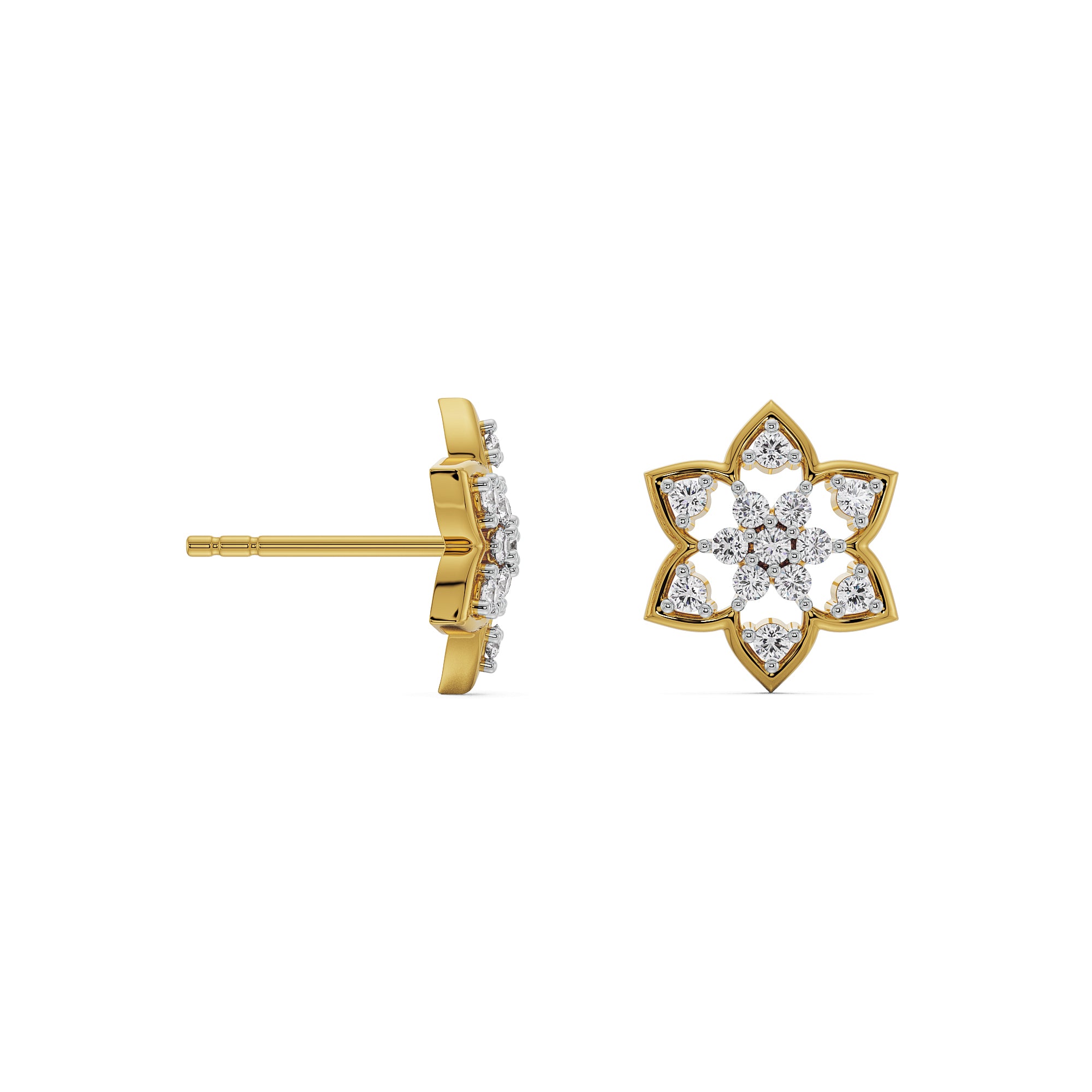 Floral Finesse Diamond Studs Prospective View