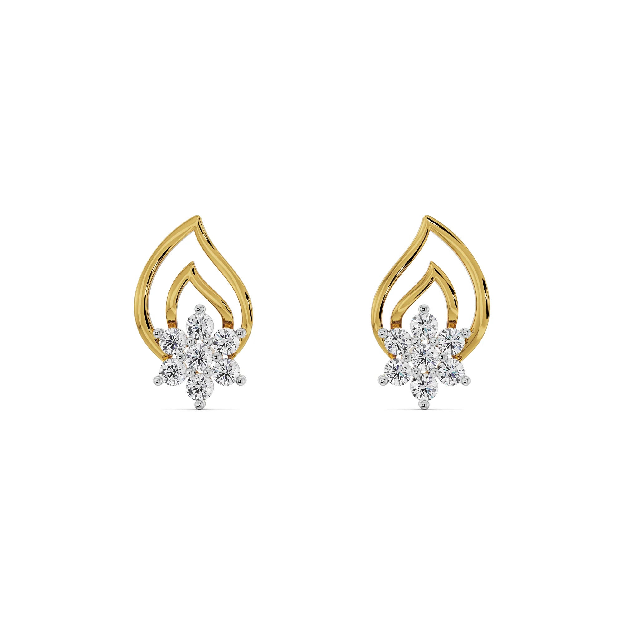 Petal Prestige Diamond Earrings Front View in 9KT