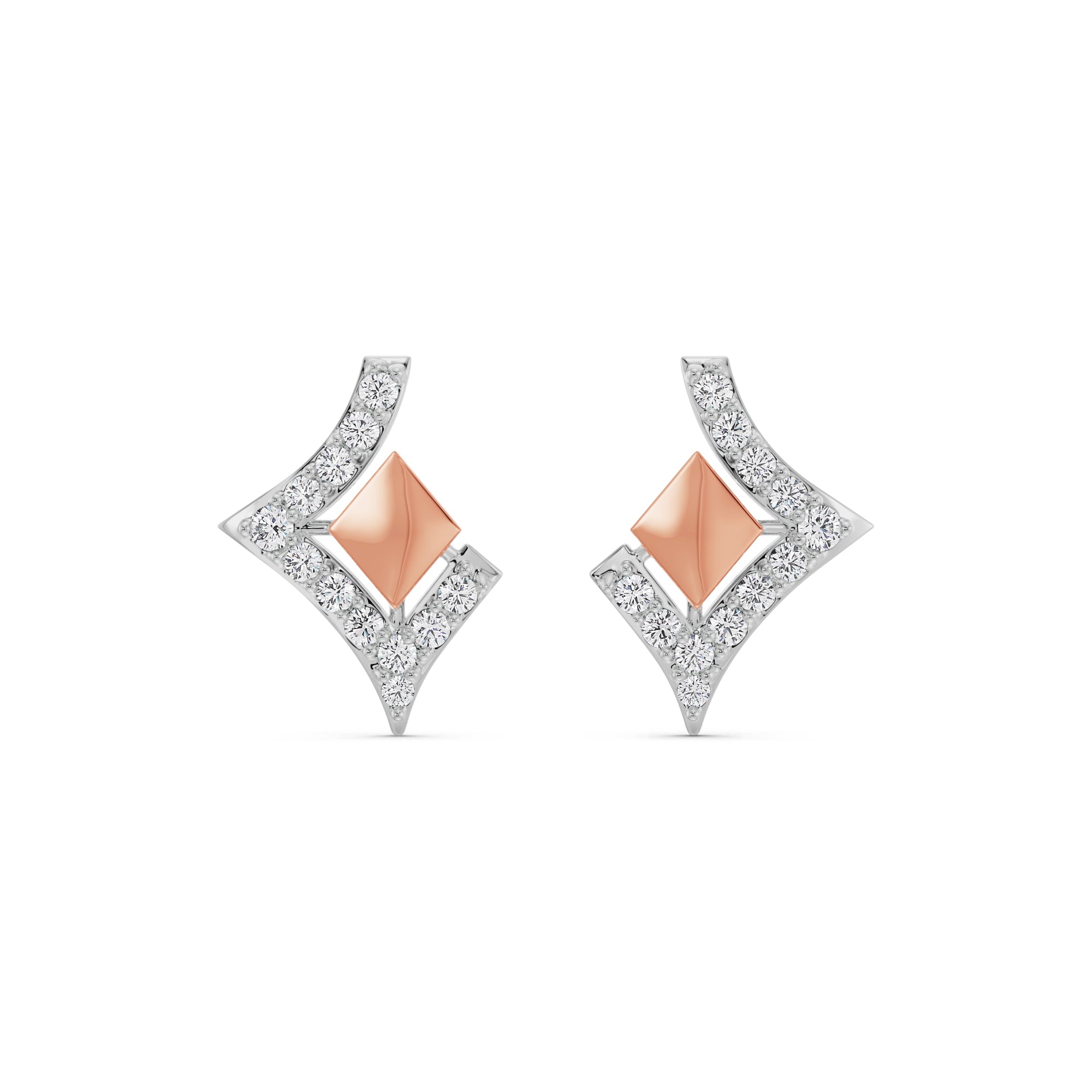 Geometric Grace Diamond Earrings Front View
