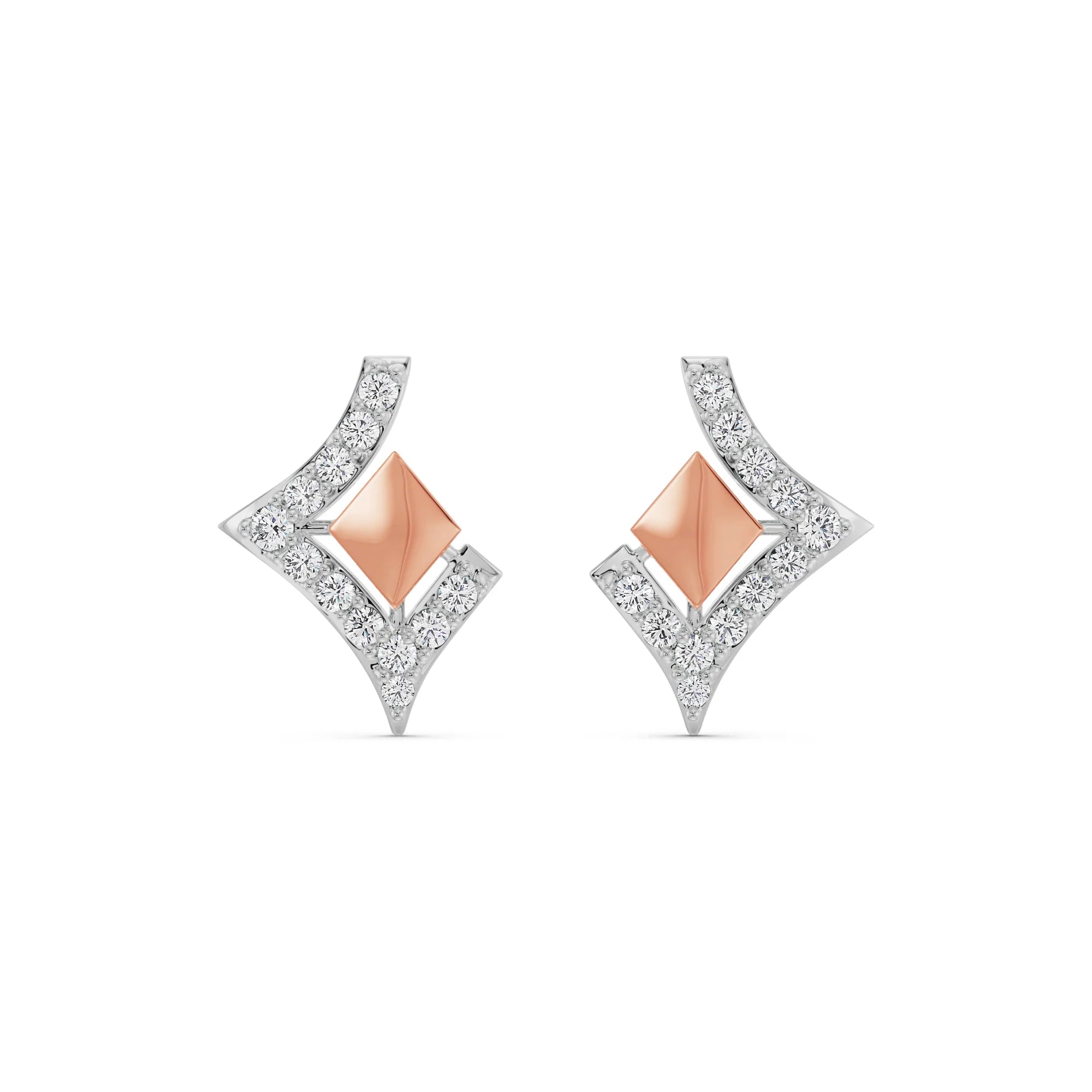 Geometric Grace Diamond Earrings Front View in 9KT