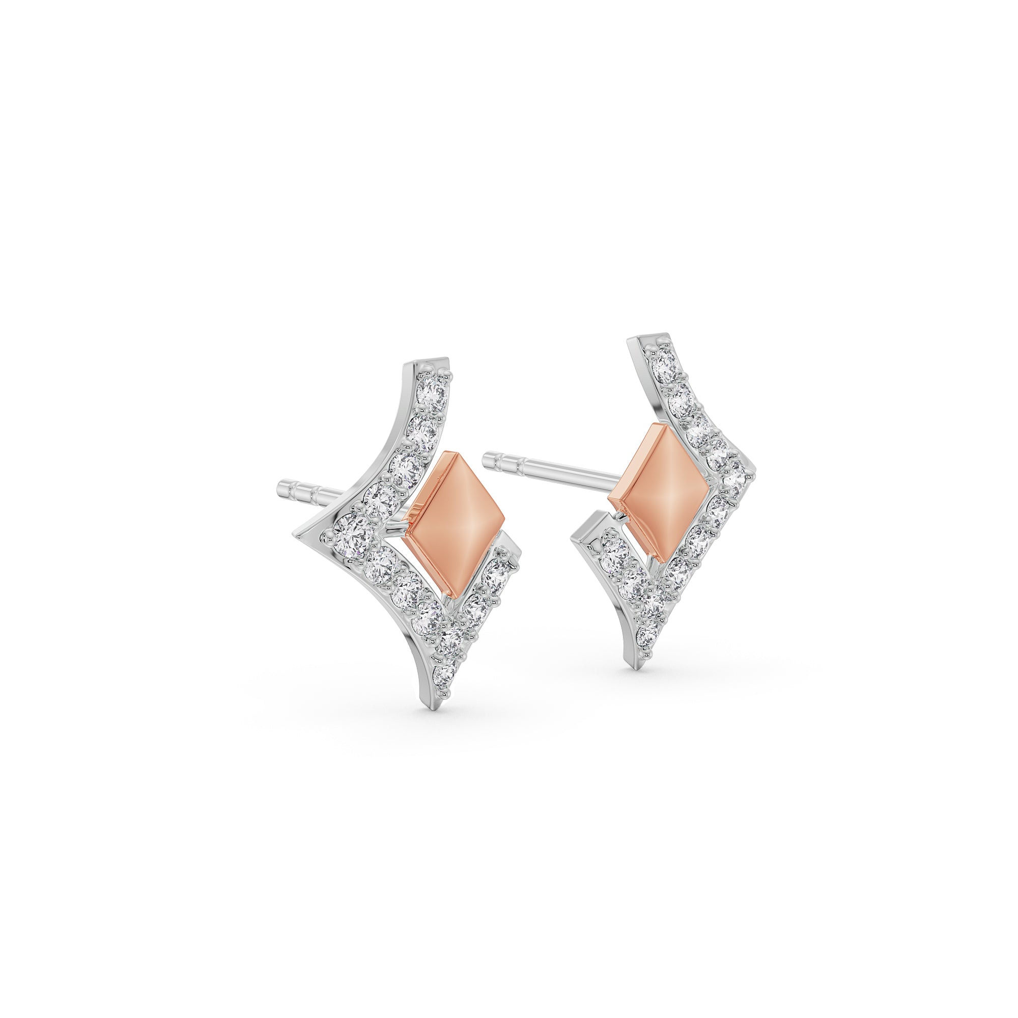 Geometric Grace Diamond Earrings Side View