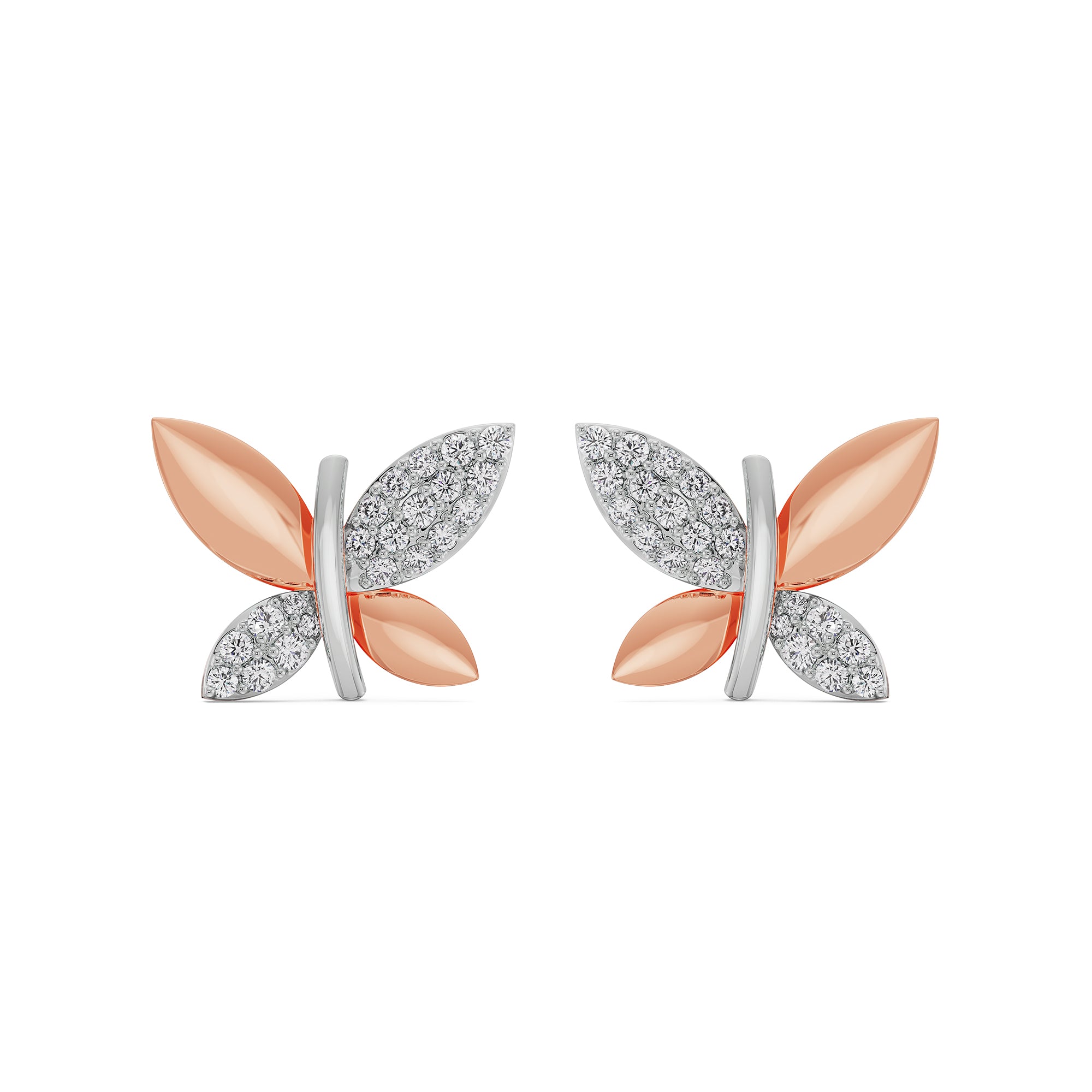 Symmetry Solitaire Diamond Earrings Front View