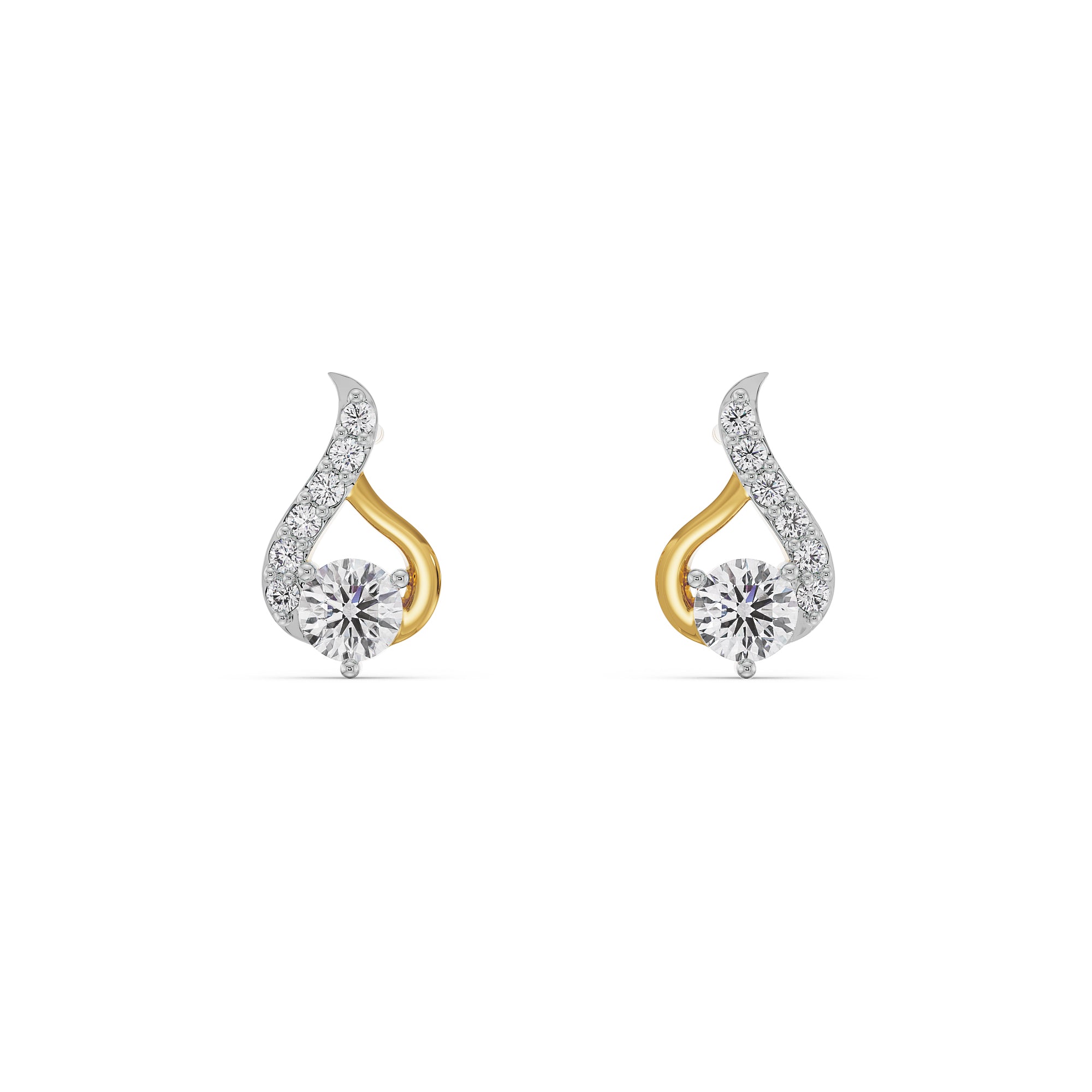 Symmetry Solitaire Diamond Earrings Front View