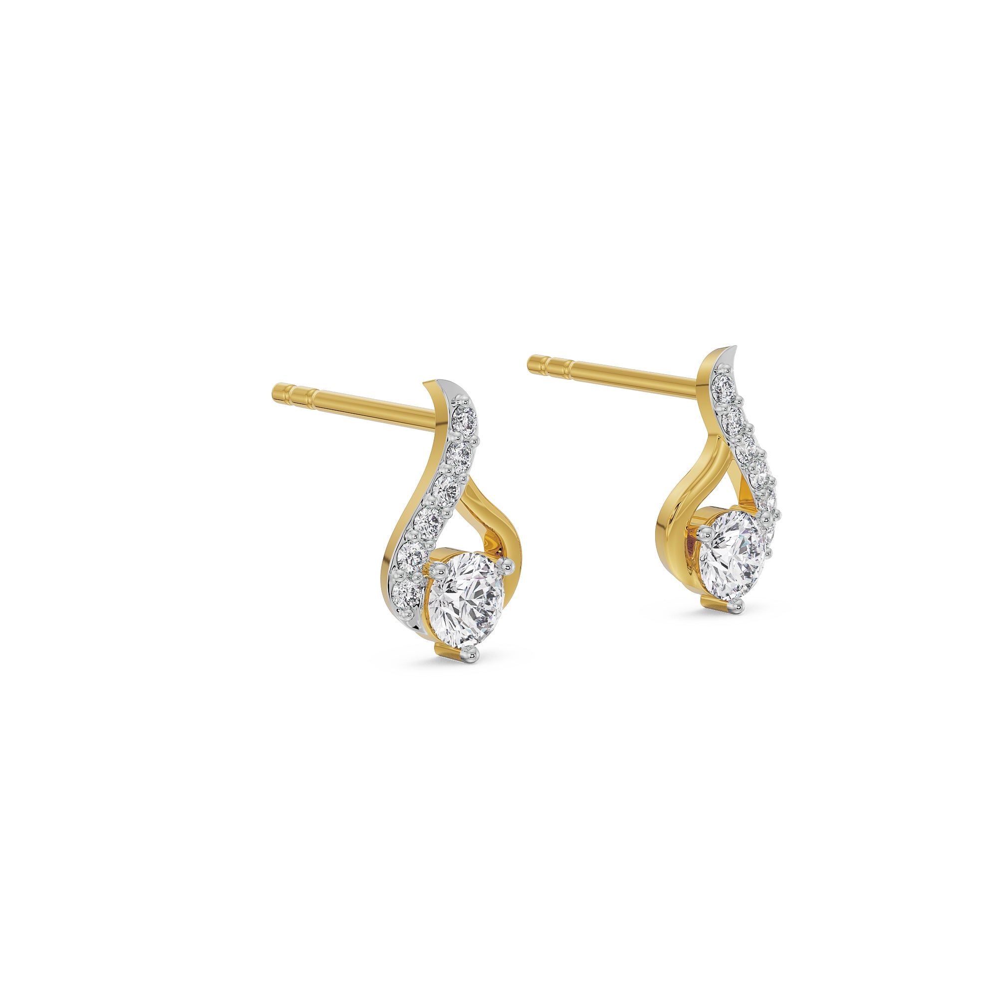 Symmetry Solitaire Diamond Earrings Side View