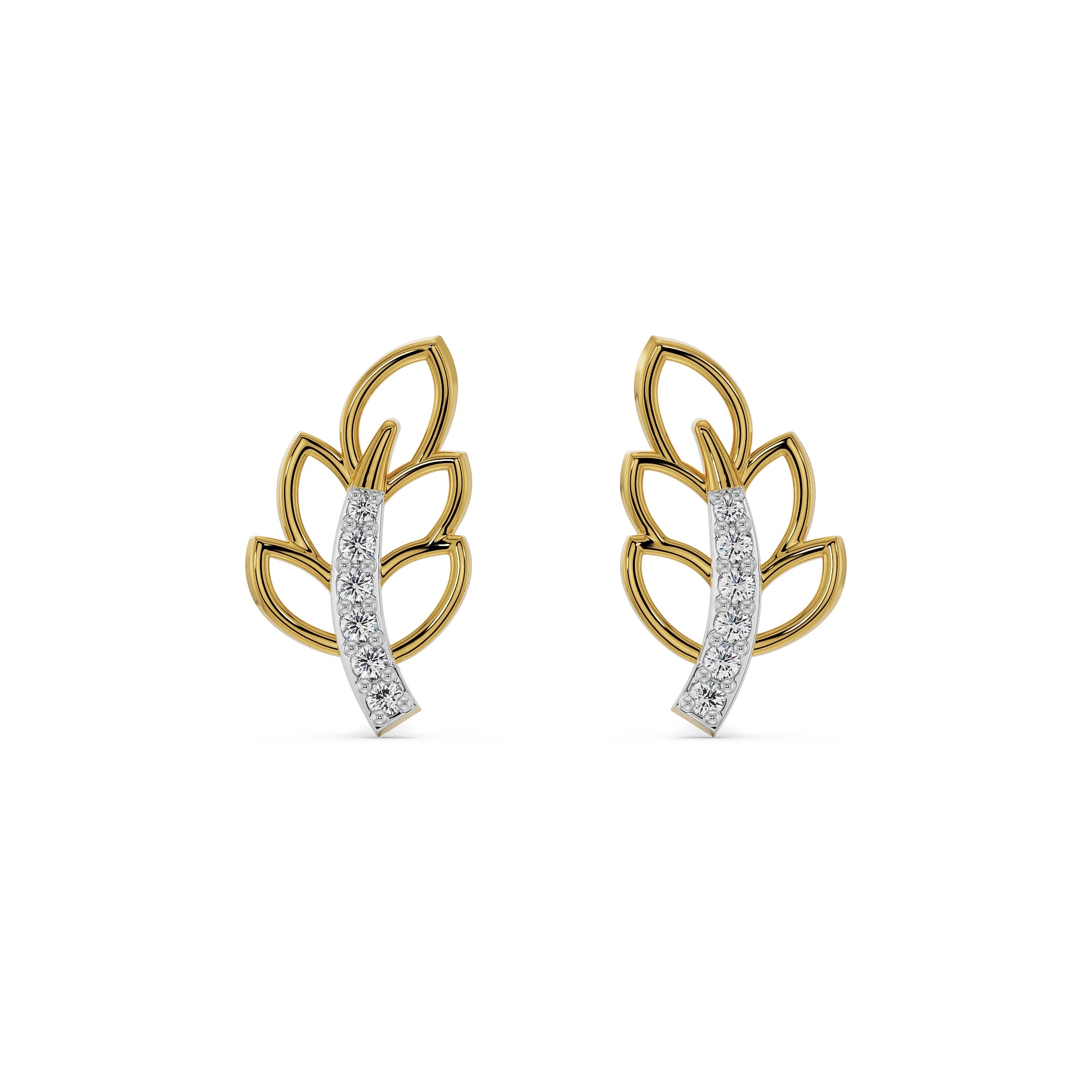 Petal Swag Diamond Earrings Front view in 9KT