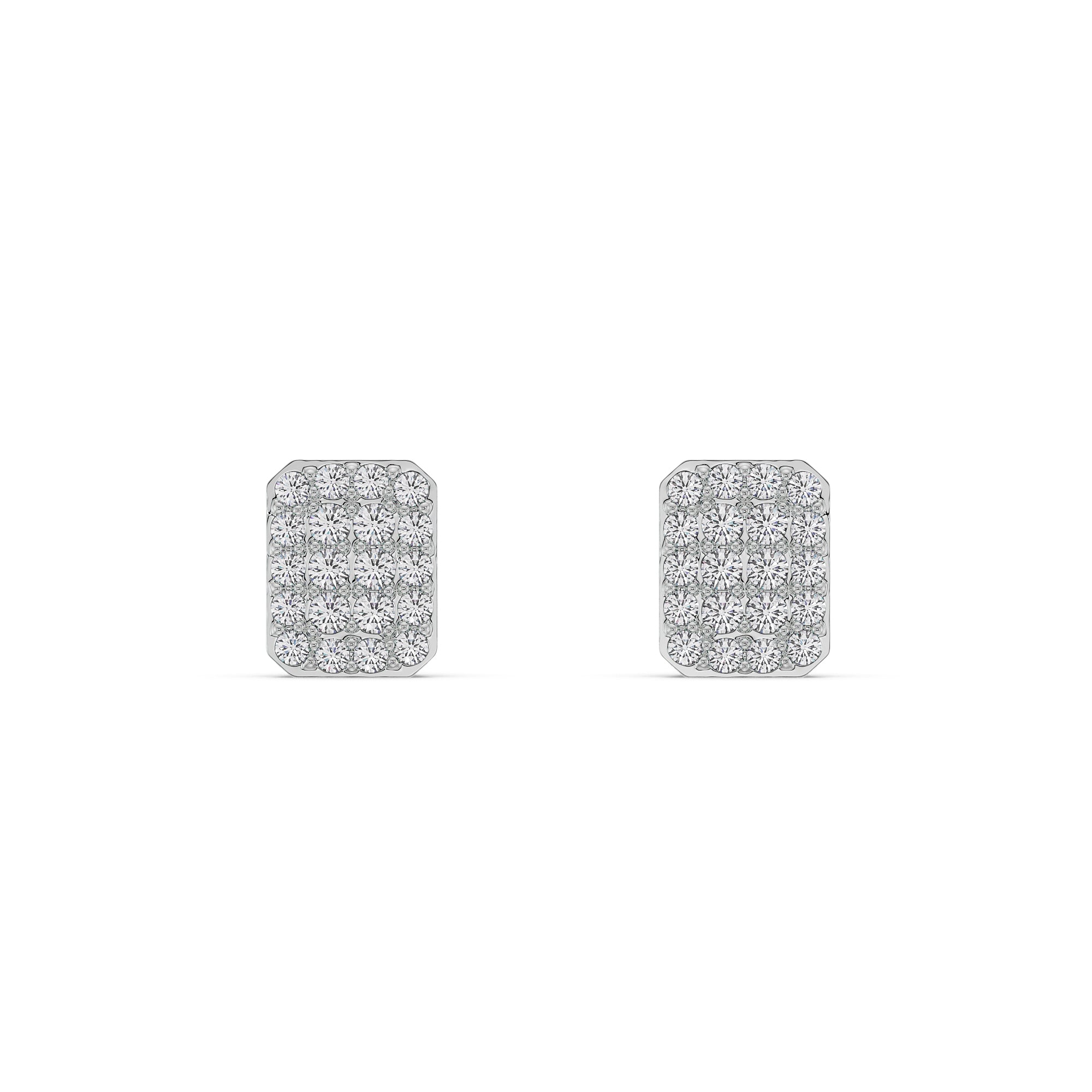 Glamorous Diamond Cluster Earrings Front View