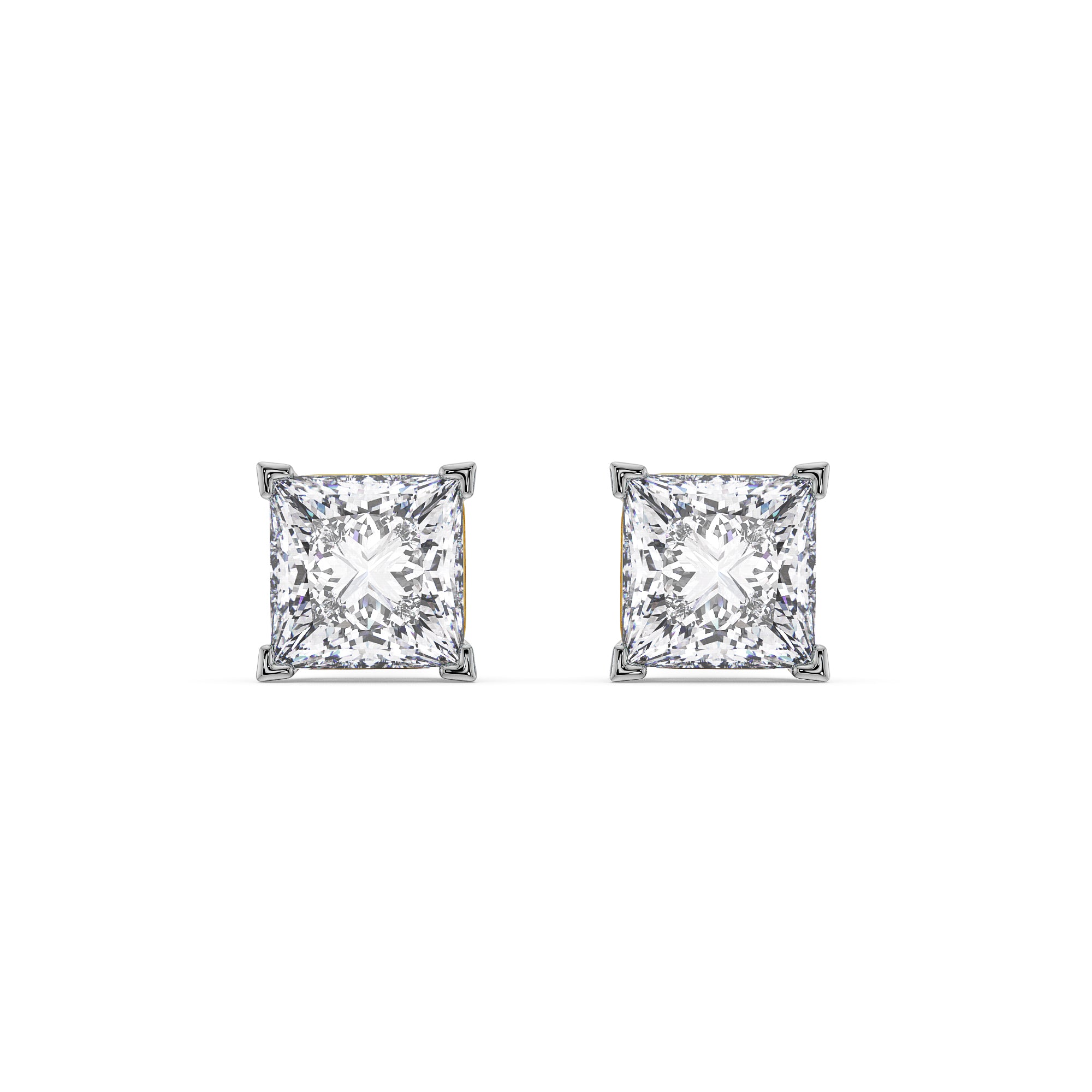1 CT Classic Square Diamond Studs Front View