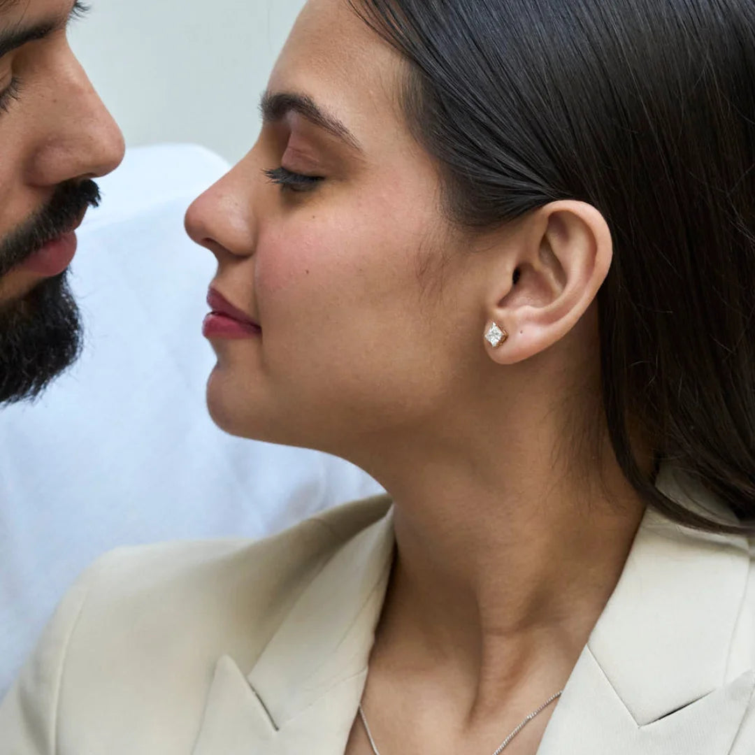 Lab-Grown 1 CT Classic Square Diamond Studs