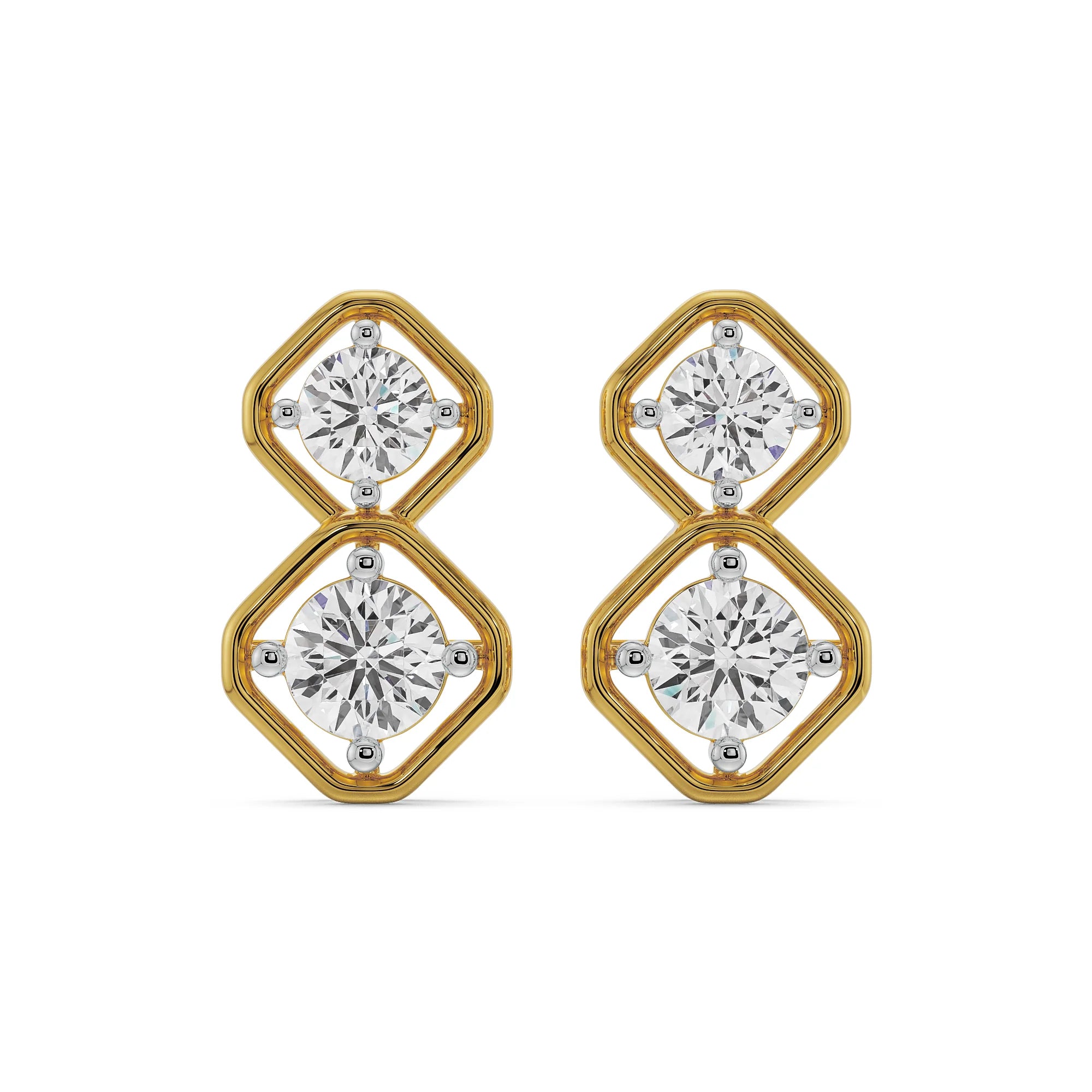 Interwined Diamond Encrusted Drops Front View in 9KT