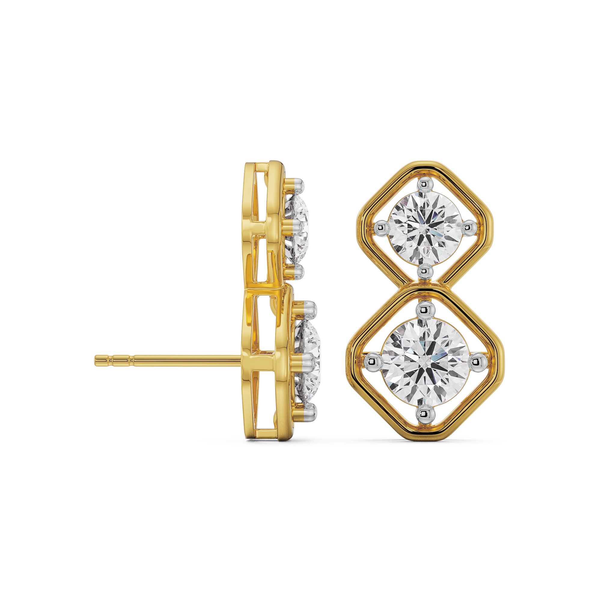 Interwined Diamond Encrusted Drops Perspective View