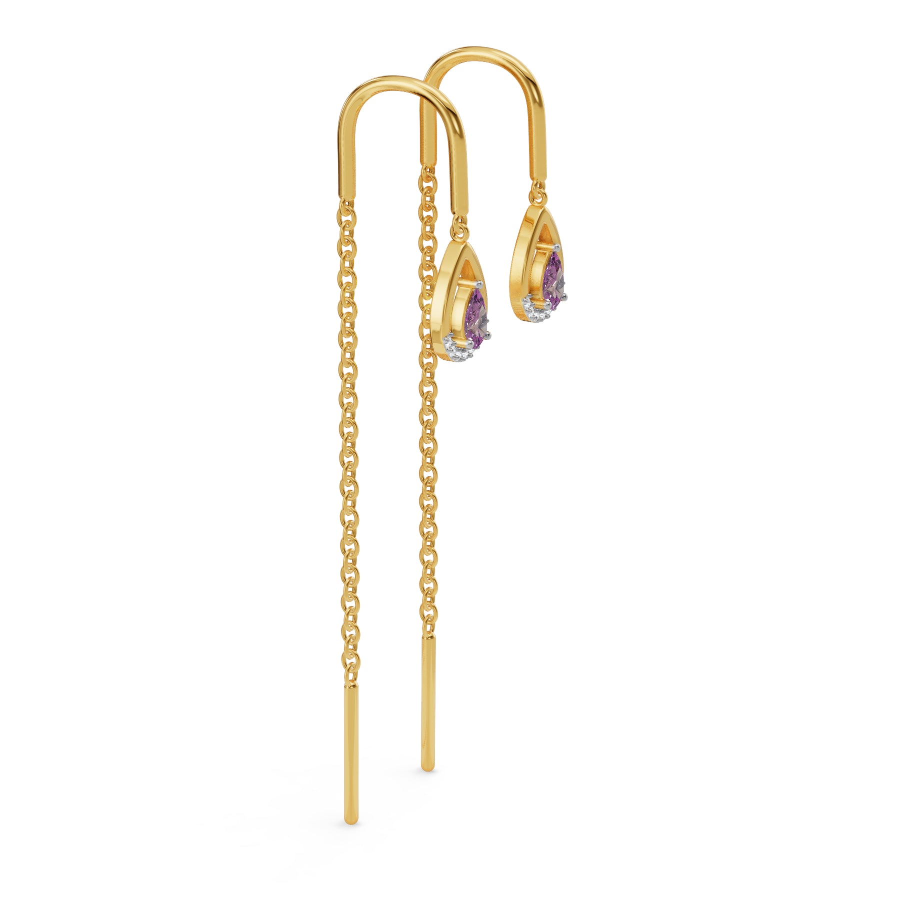 Purple Gemstone Suidhaga Earrings Side View