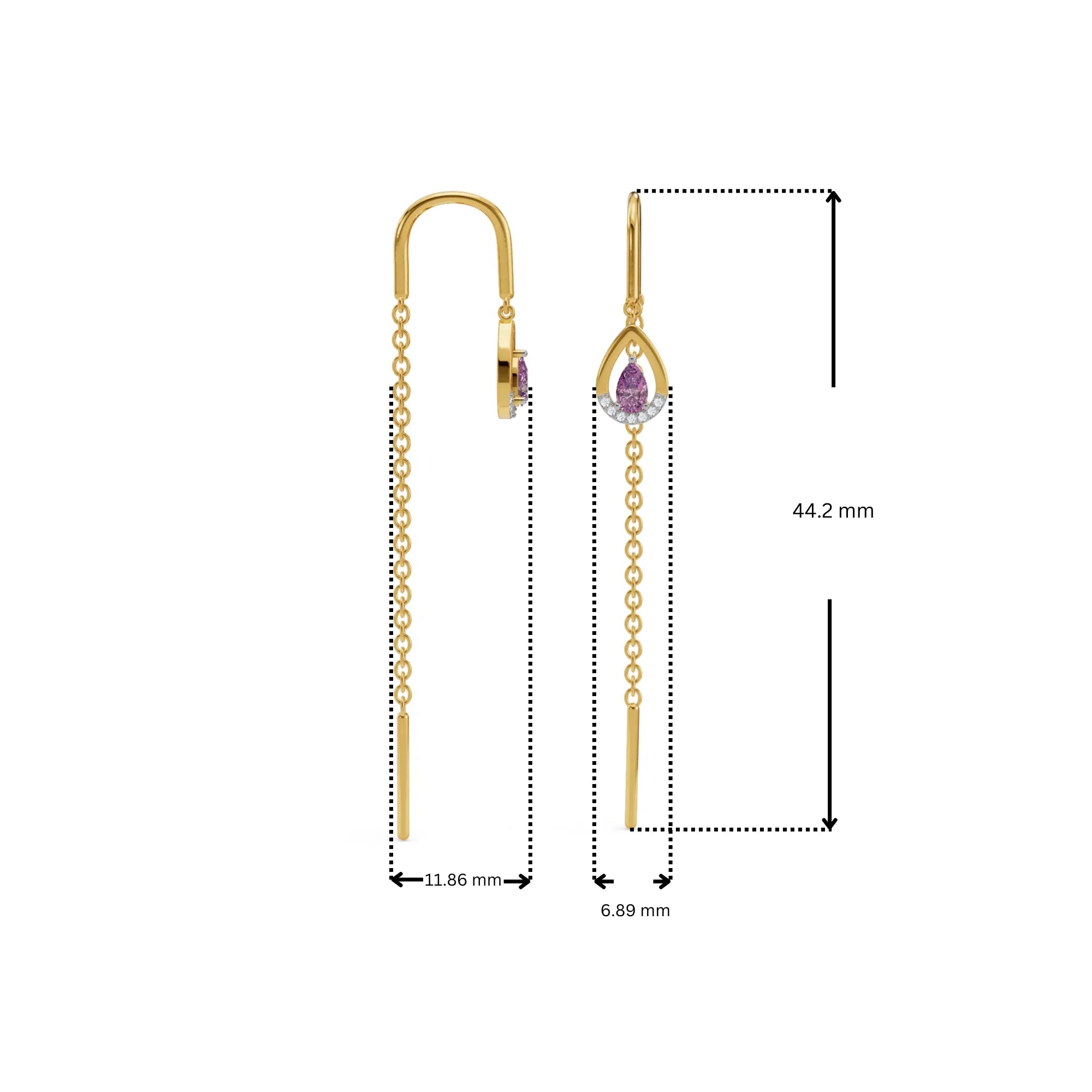 Purple Gemstone Lab Diamond Suidhaga Earrings 9KT