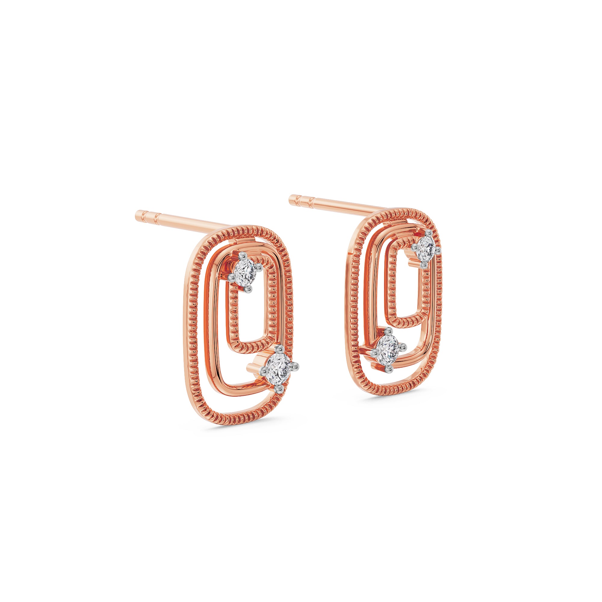Geometrical Loop Diamond Studs Side view