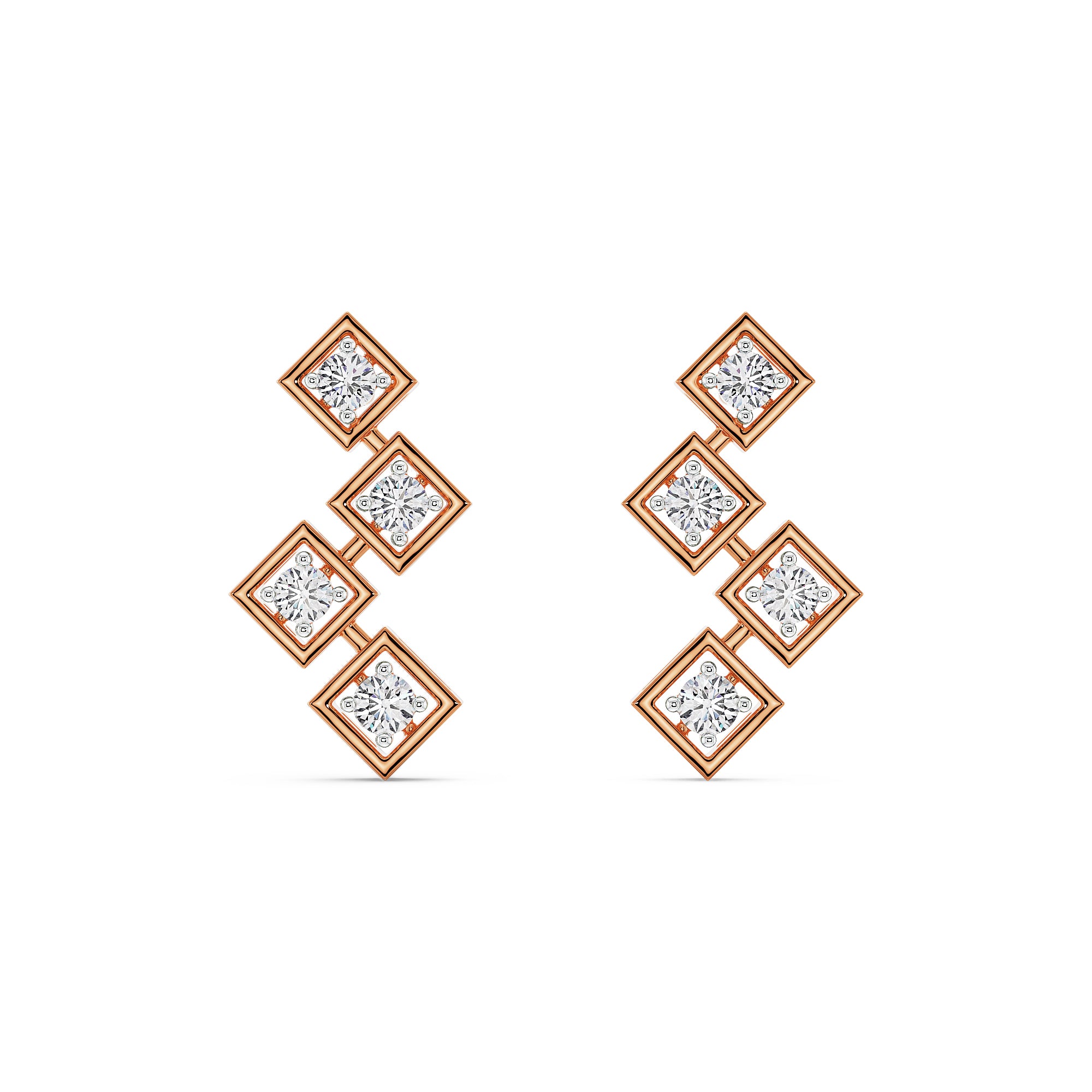 Stellar Geometry Diamonds Studs Front View