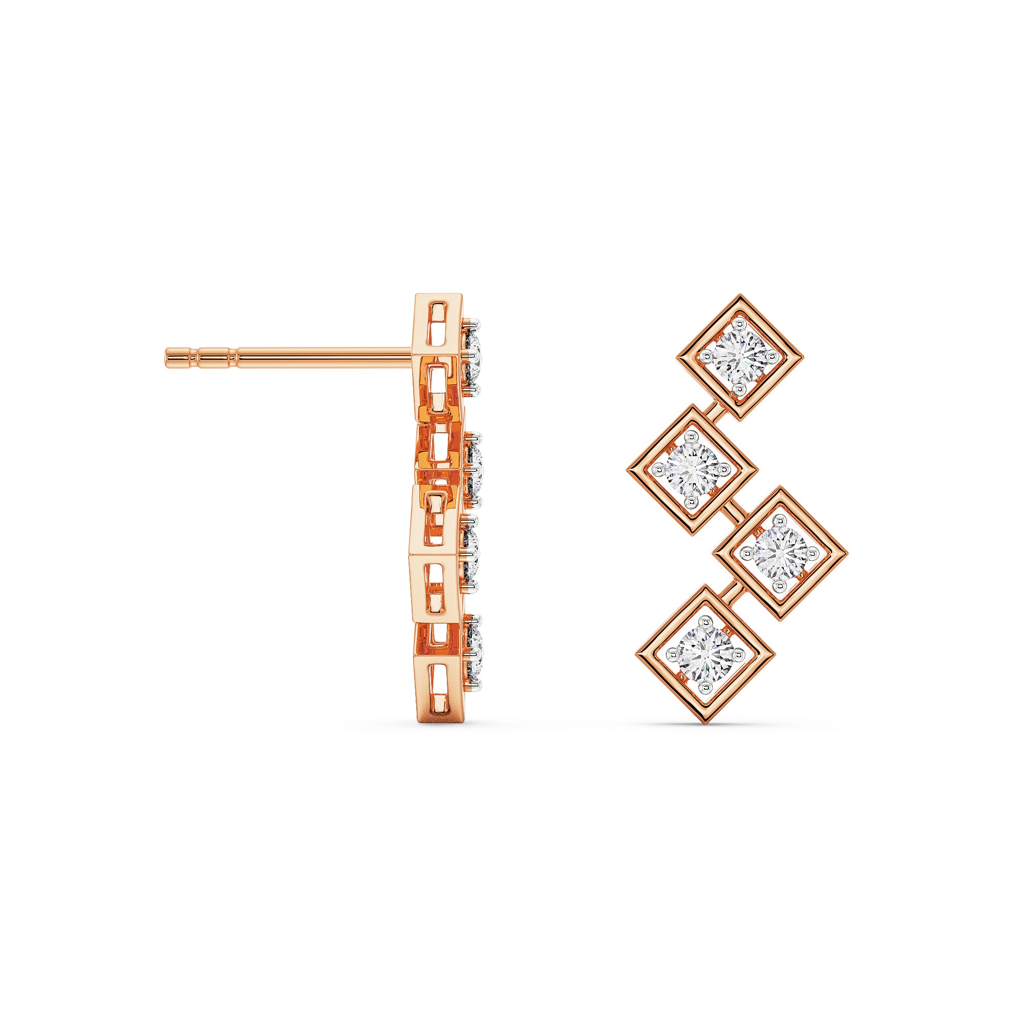 Stellar Geometry Diamonds Studs Prospective View