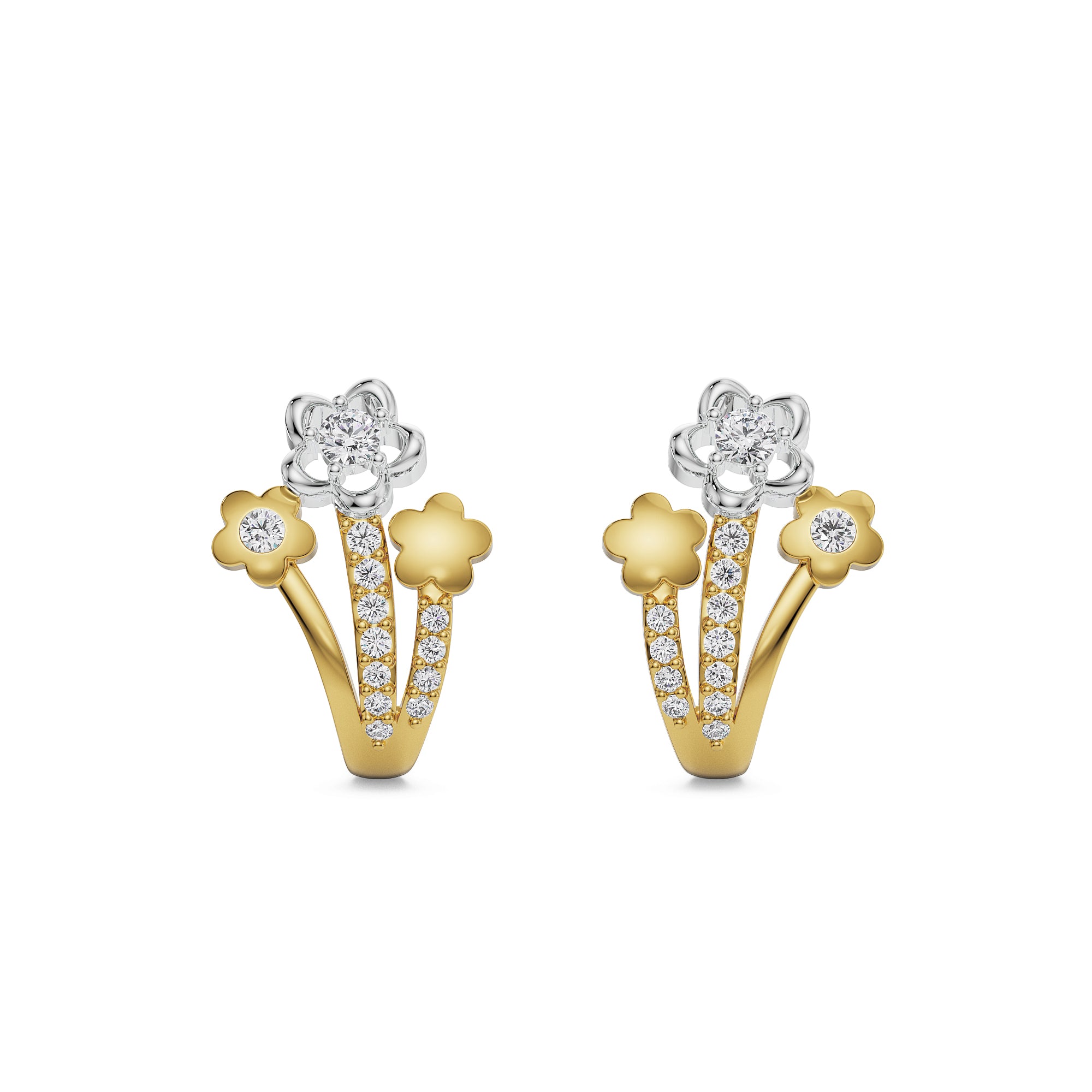 Floral Bloom Studs Front View